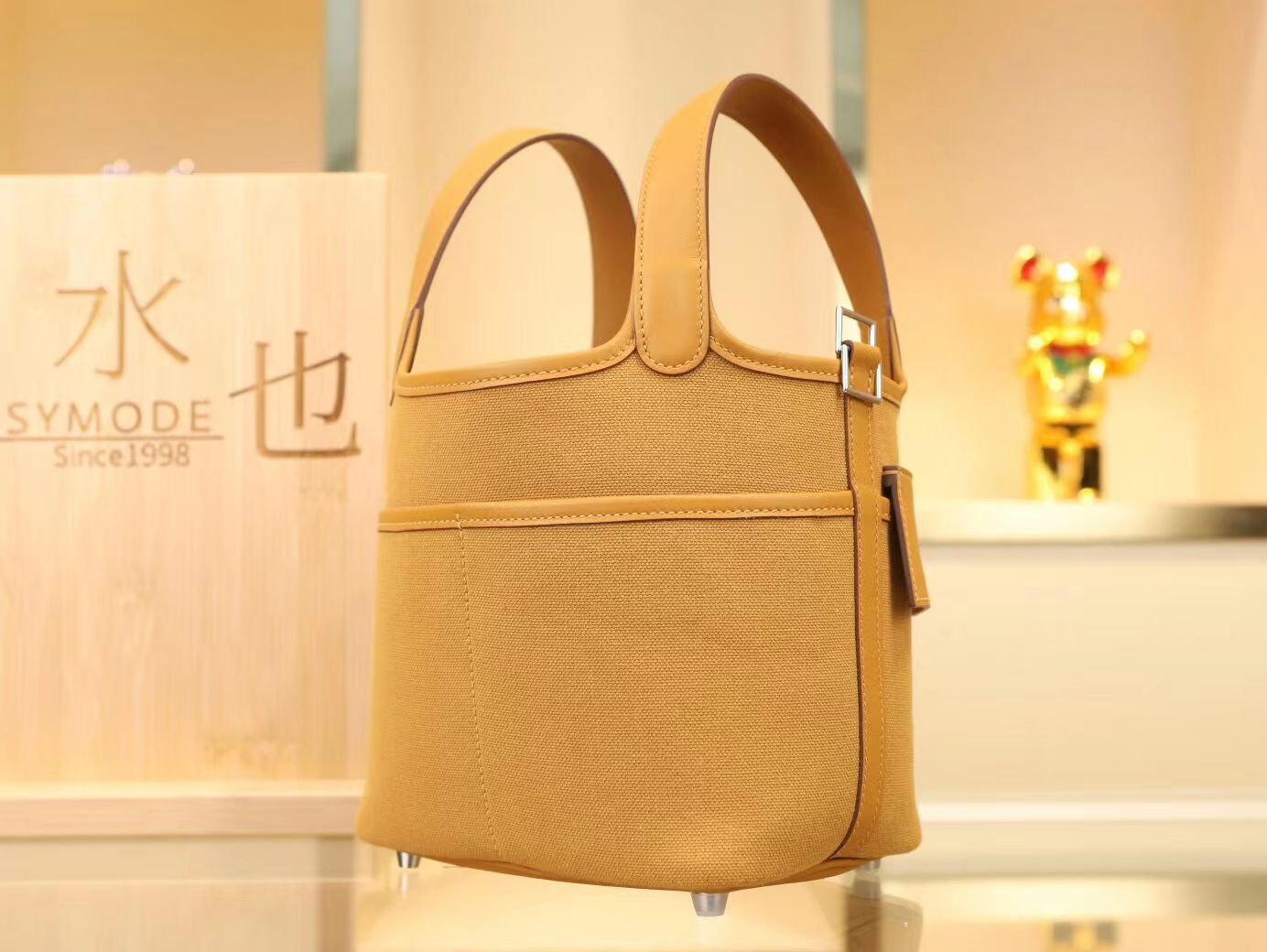 爱马仕包包定制 Hermes Picotin18CM Cargo 2S芝麻色帆布拼牛皮 银扣
