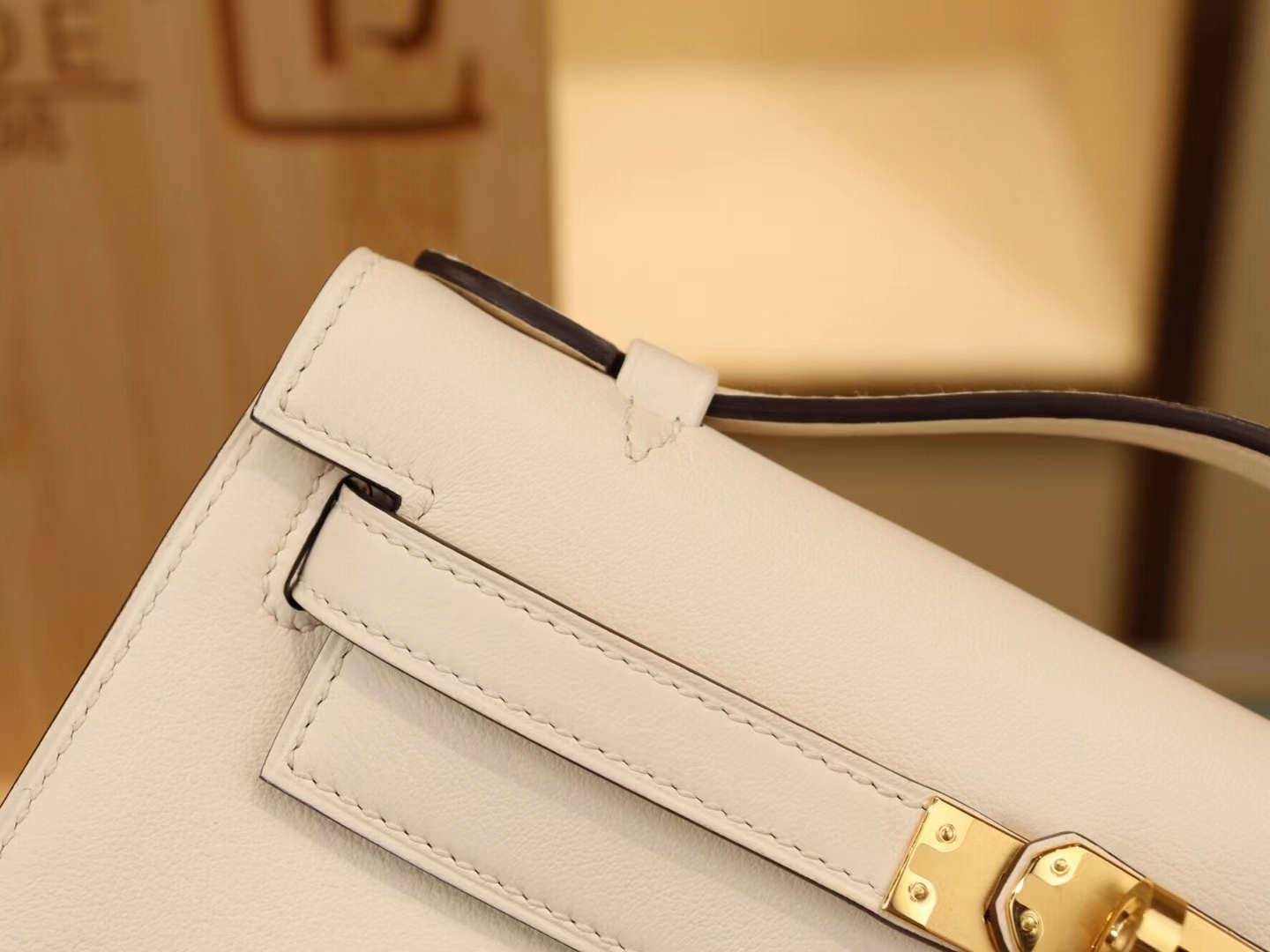 Hermes Mini Kelly 1代 爱马仕I2奶油白Nata Swift牛皮迷你凯莉包 金扣