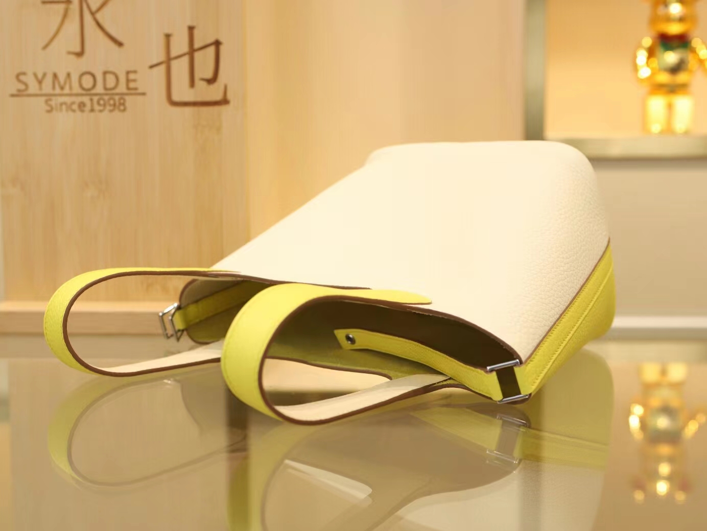 爱马仕菜篮子水桶包 Hermes Picotin Lock18CM 奶油白对拼糖果黄 银扣
