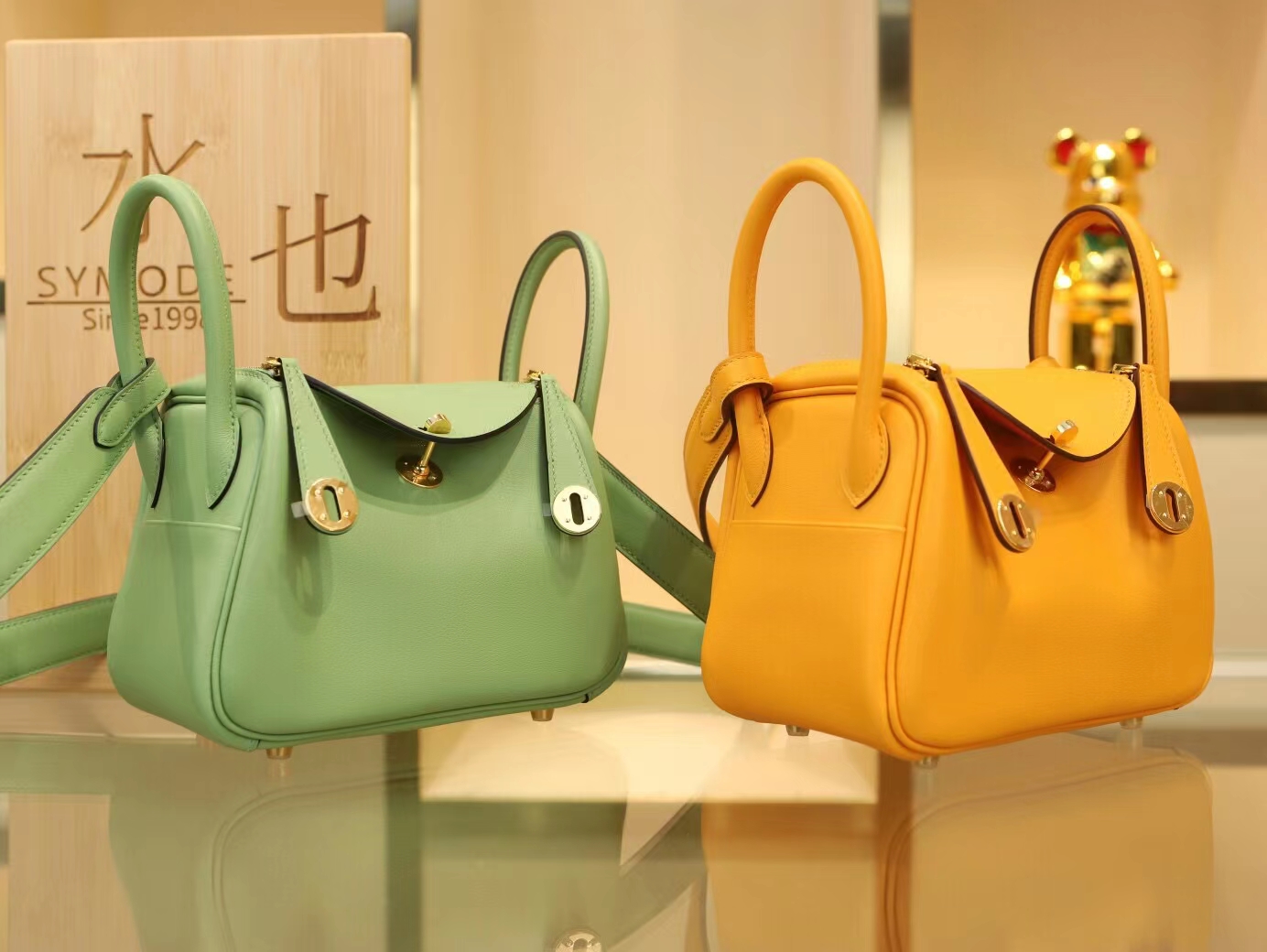 爱马仕迷你琳迪包 Hermes 3i牛油果绿Swift牛皮Mini Lindy19CM 金扣