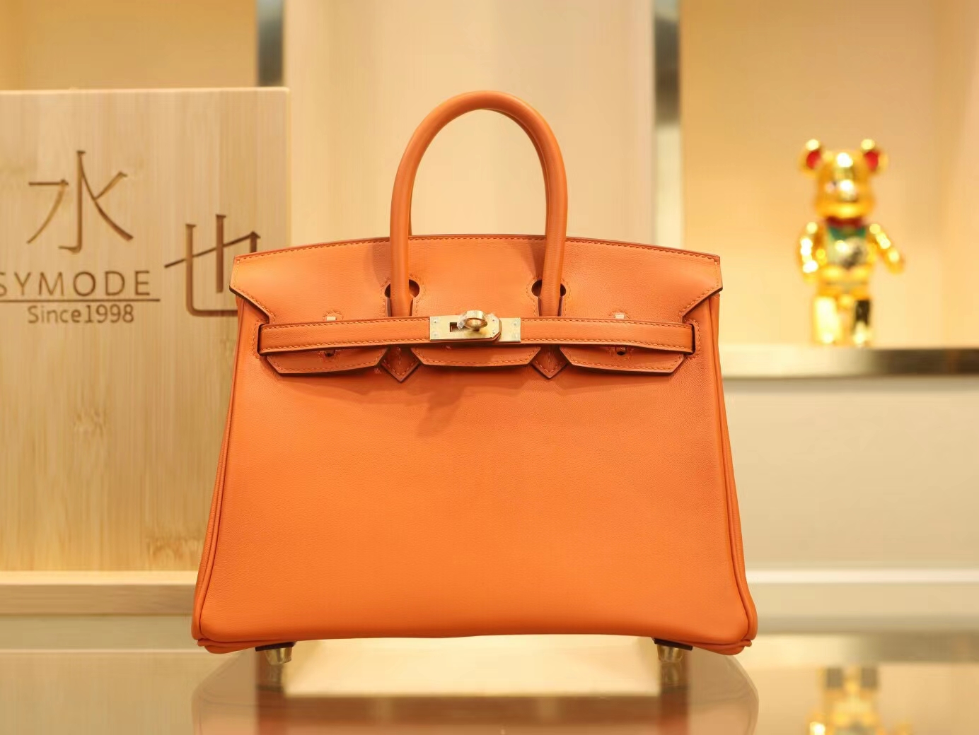 Hermes Birkin25CM 爱马仕CK93橙色Swift小牛皮铂金包 金扣