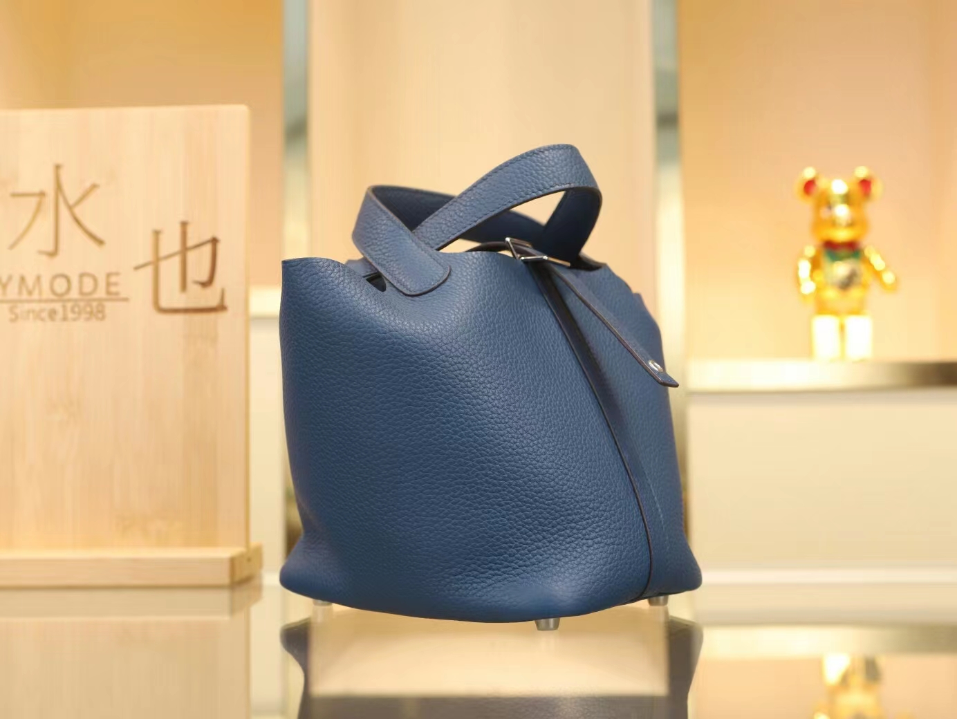 爱马仕菜篮子包水桶包 Hermes Picotin Lock18/22CM S4深邃蓝 银扣
