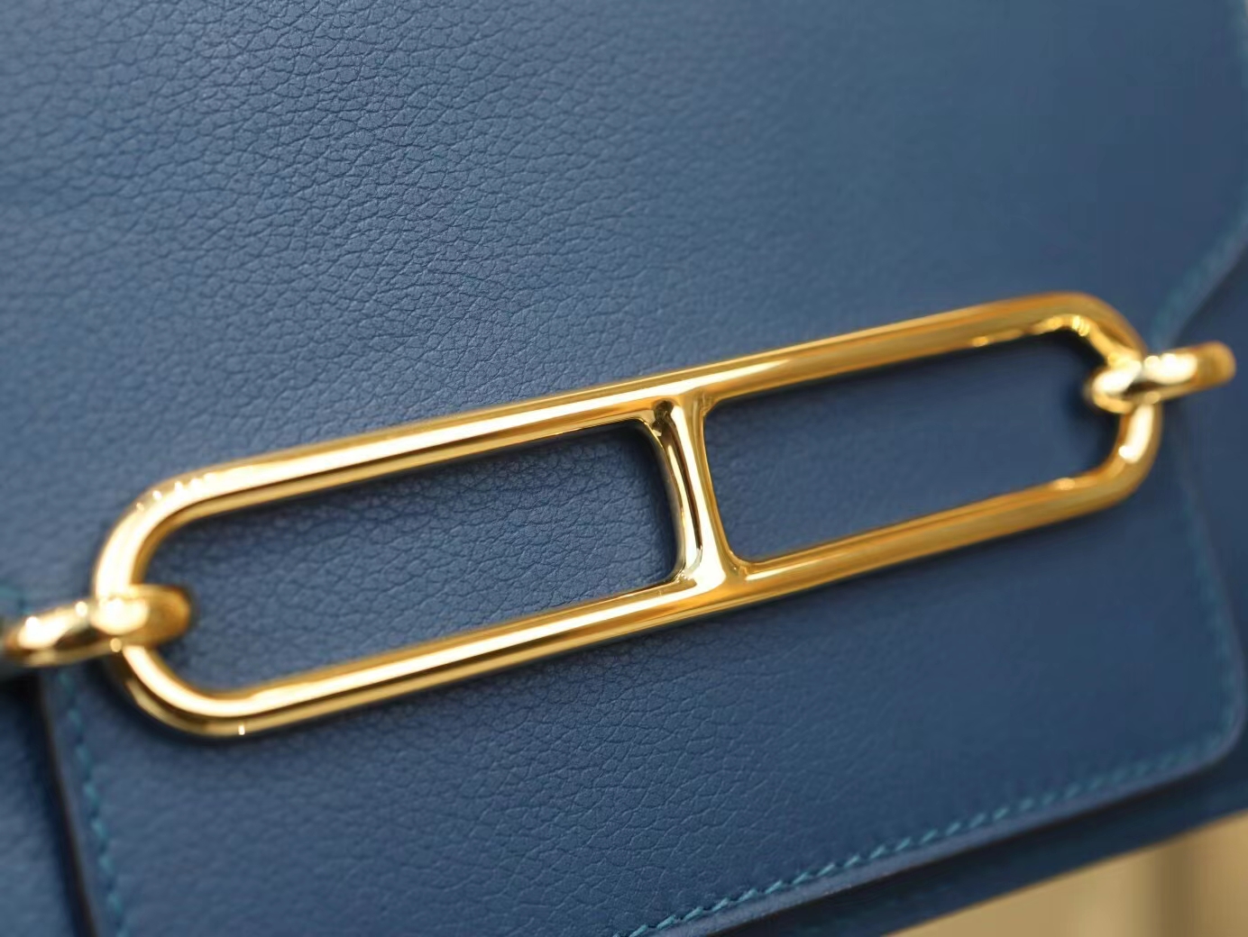 Hermes Roulis 18CM 爱马仕S4深邃蓝Evercolor皮猪鼻包斜挎女包