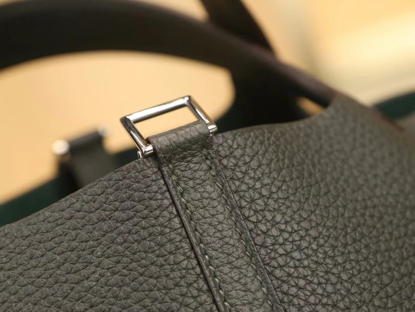 Hermes Picotin Lock18/22CM 爱马仕6O柏树绿TC皮菜篮子包水桶包 银扣