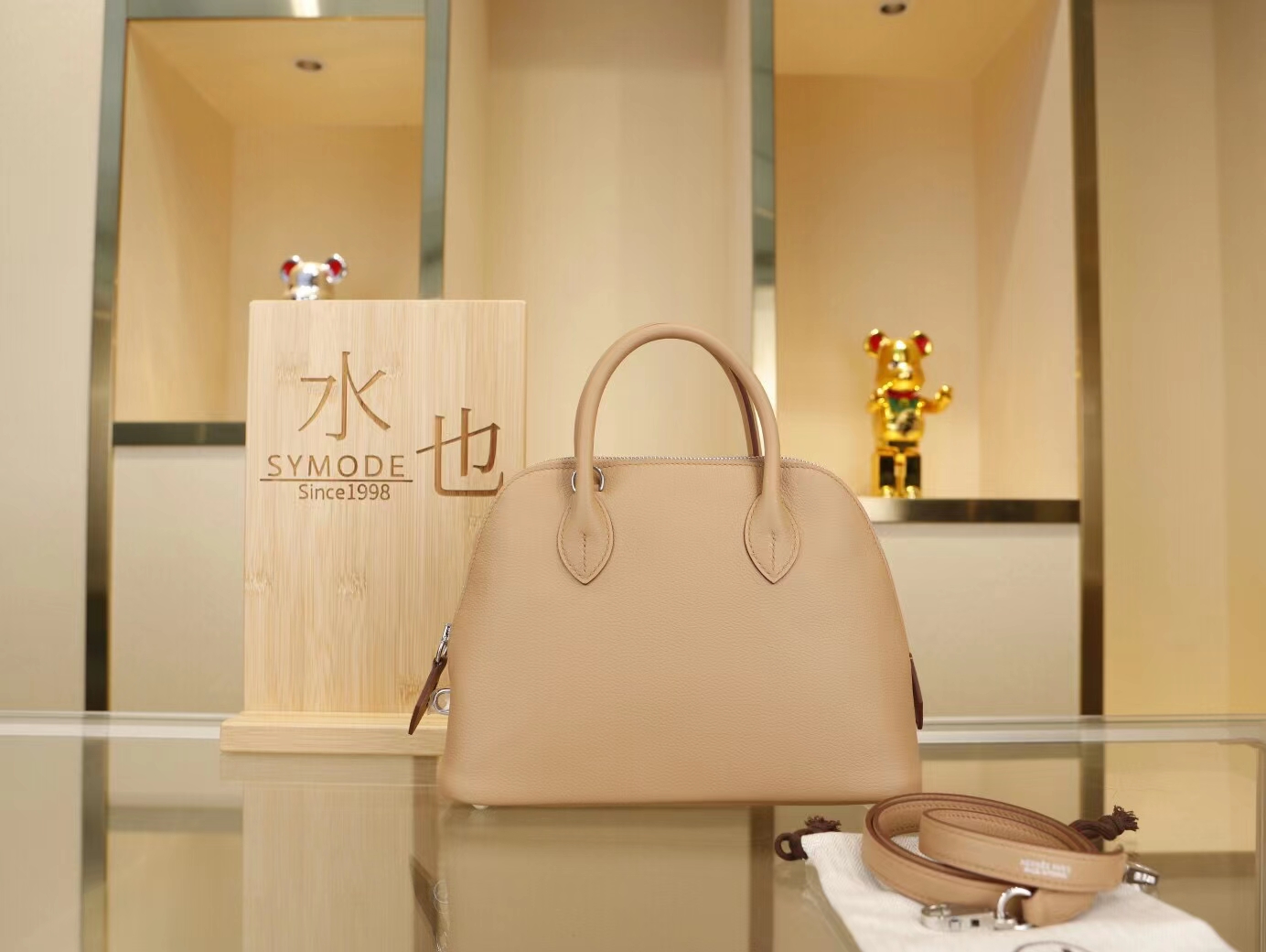 Hermes爱马仕0M茶色chai内拼x9锦葵紫Evercolor皮保龄包bolide 27CM