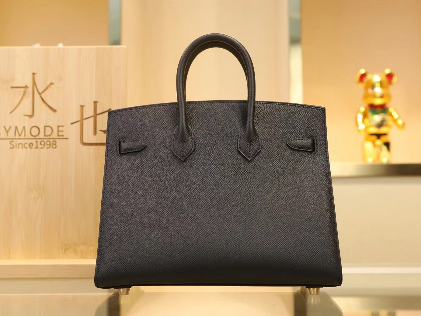 Hermes Birkin25CM 爱马仕89黑色Epsom掌纹牛皮铂金包 外缝