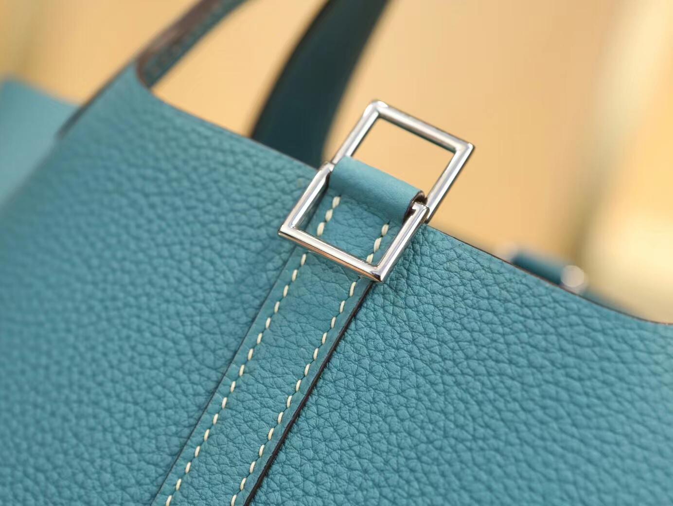 Hermes Picotin Lock18/22CM 爱马仕75牛仔蓝TC皮菜篮子包 银扣