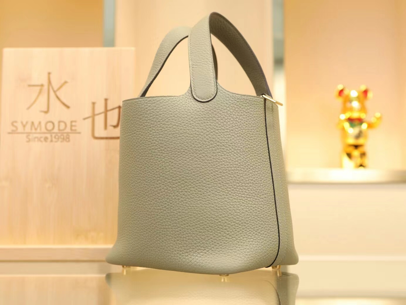 Hermes Picotin Lock18CM 爱马仕Q1鼠尾草绿菜篮子包水桶包 银扣