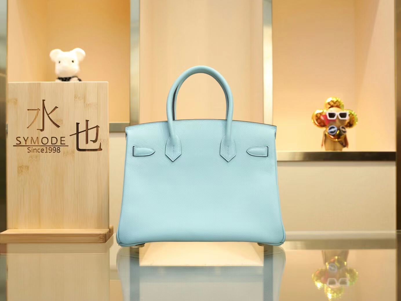 Hermes Birkin30CM 爱马仕3Z圣西尔蓝Epsom皮铂金包 银扣/金扣