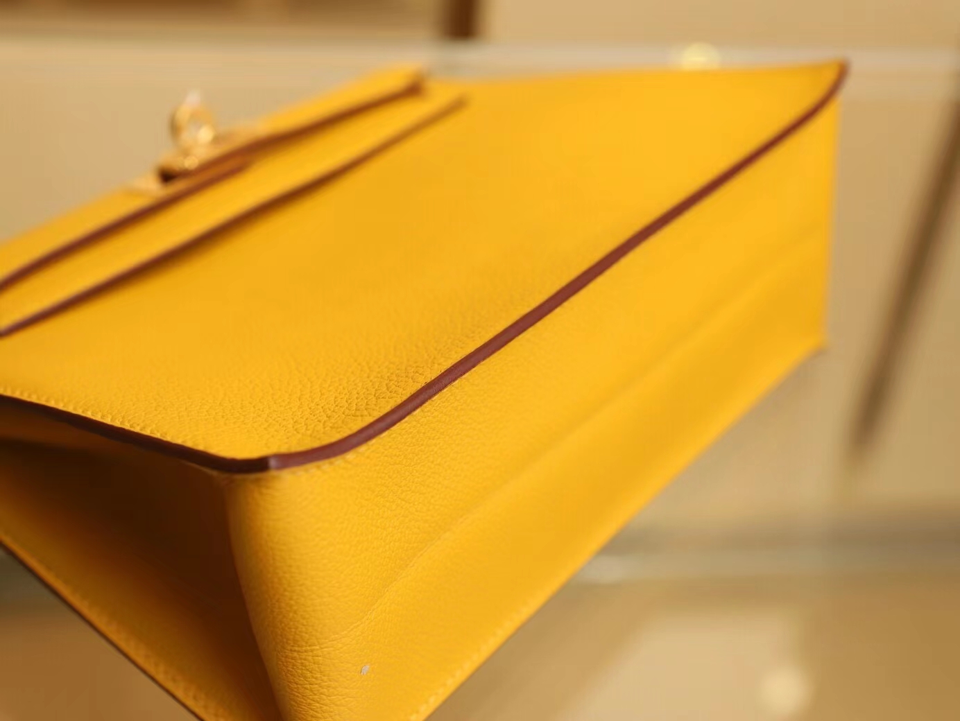 爱马仕包包官网 Hermes 9D琥珀黄Evercolor皮跳舞包Kelly Danse22CM