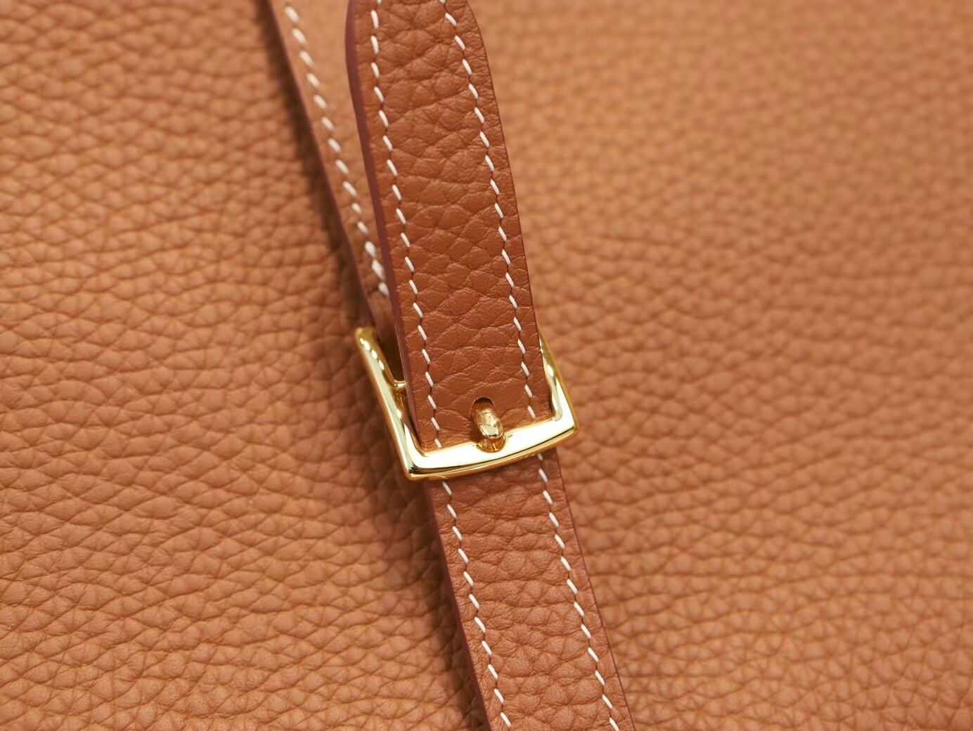Hermes Halzan25CM 爱马仕金棕色TC牛皮手提单肩斜挎包 金扣