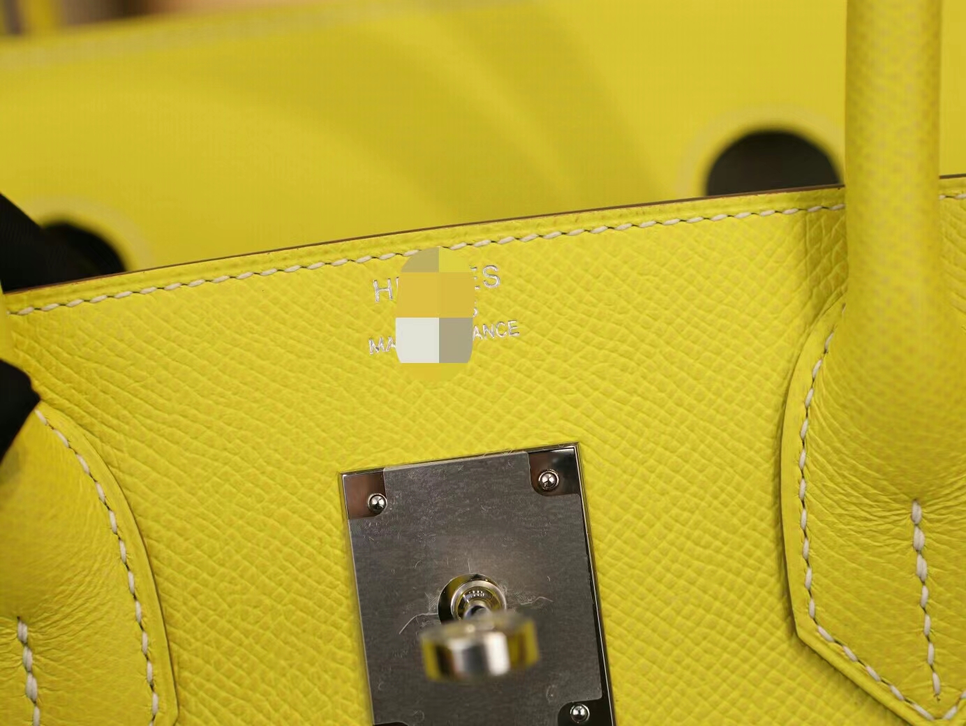 爱马仕拼色铂金包 Hermes 9R柠檬黄内拼80珍珠灰Birkin30CM 银扣