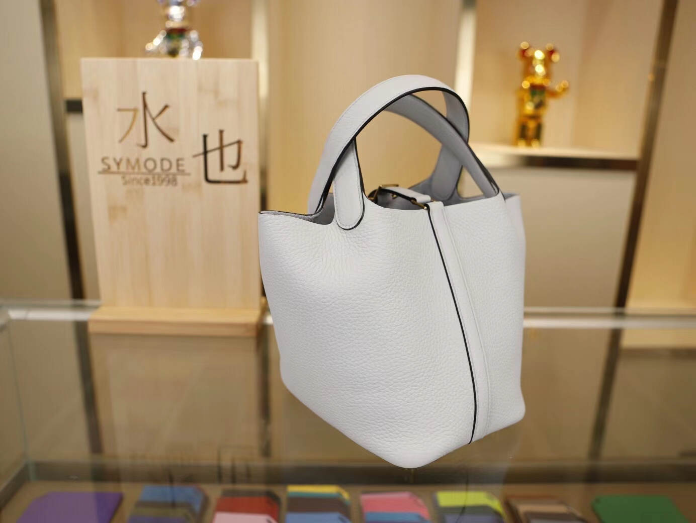 纯手工缝制 Hermes爱马仕T0圣杯蓝TC牛皮菜篮子包Picotin Lock18CM