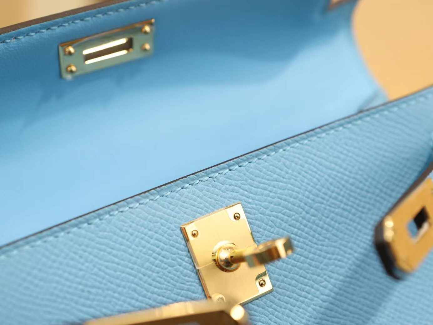 水也名品 Hermes爱马仕P3北方蓝Epsom皮Mini Kelly19CM迷你凯莉包二代