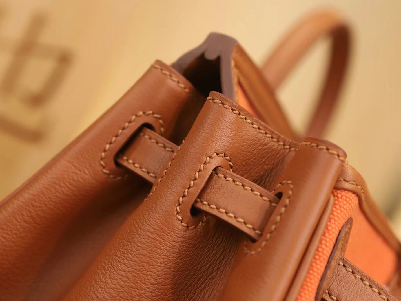 爱马仕帆布铂金包 Hermes Birkin Cargo25CM 橙色帆布拼金棕牛皮 银扣