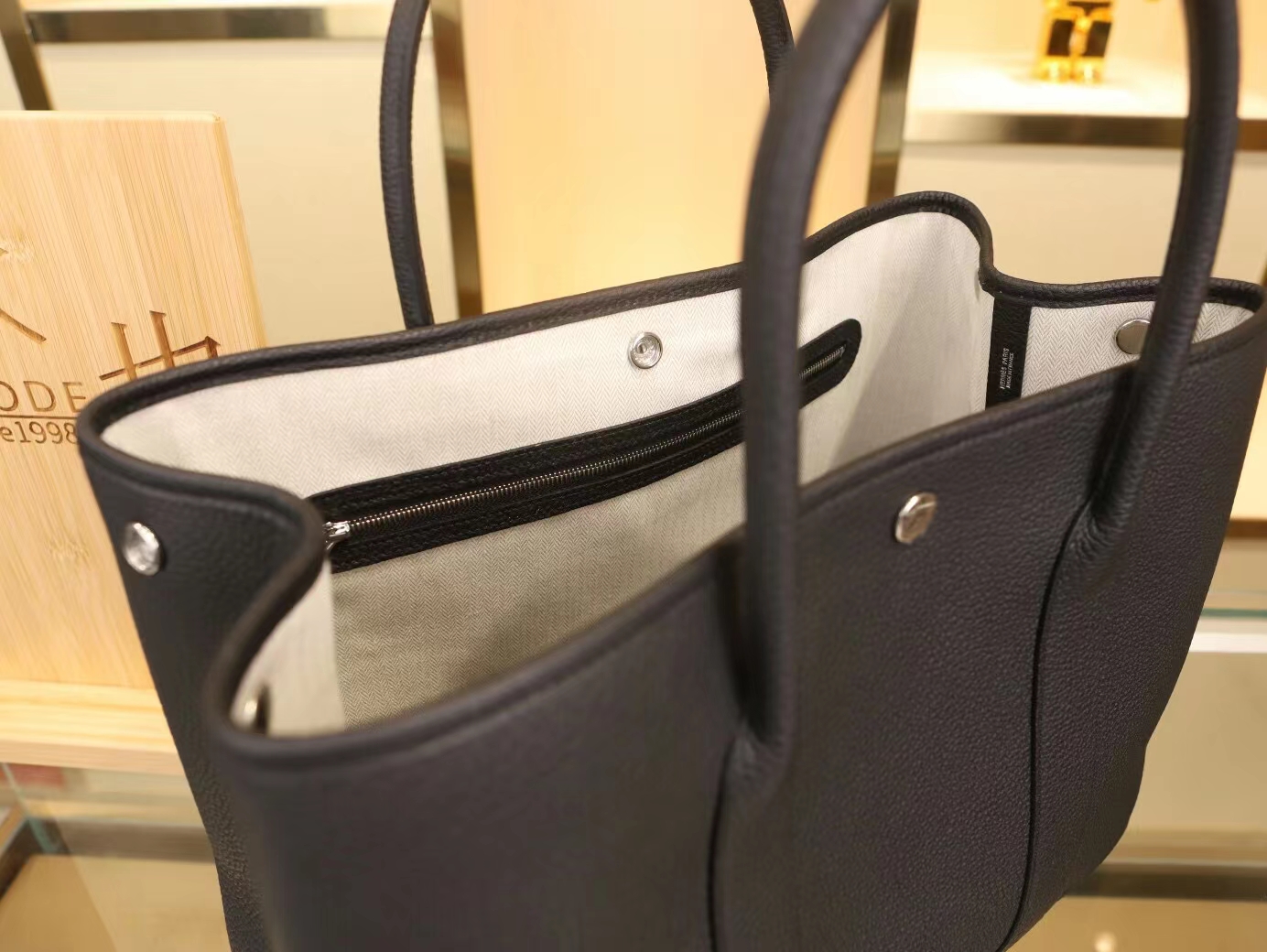 Hermes Garden Party30/36CM 爱马仕黑色Negonda皮花园包手提包