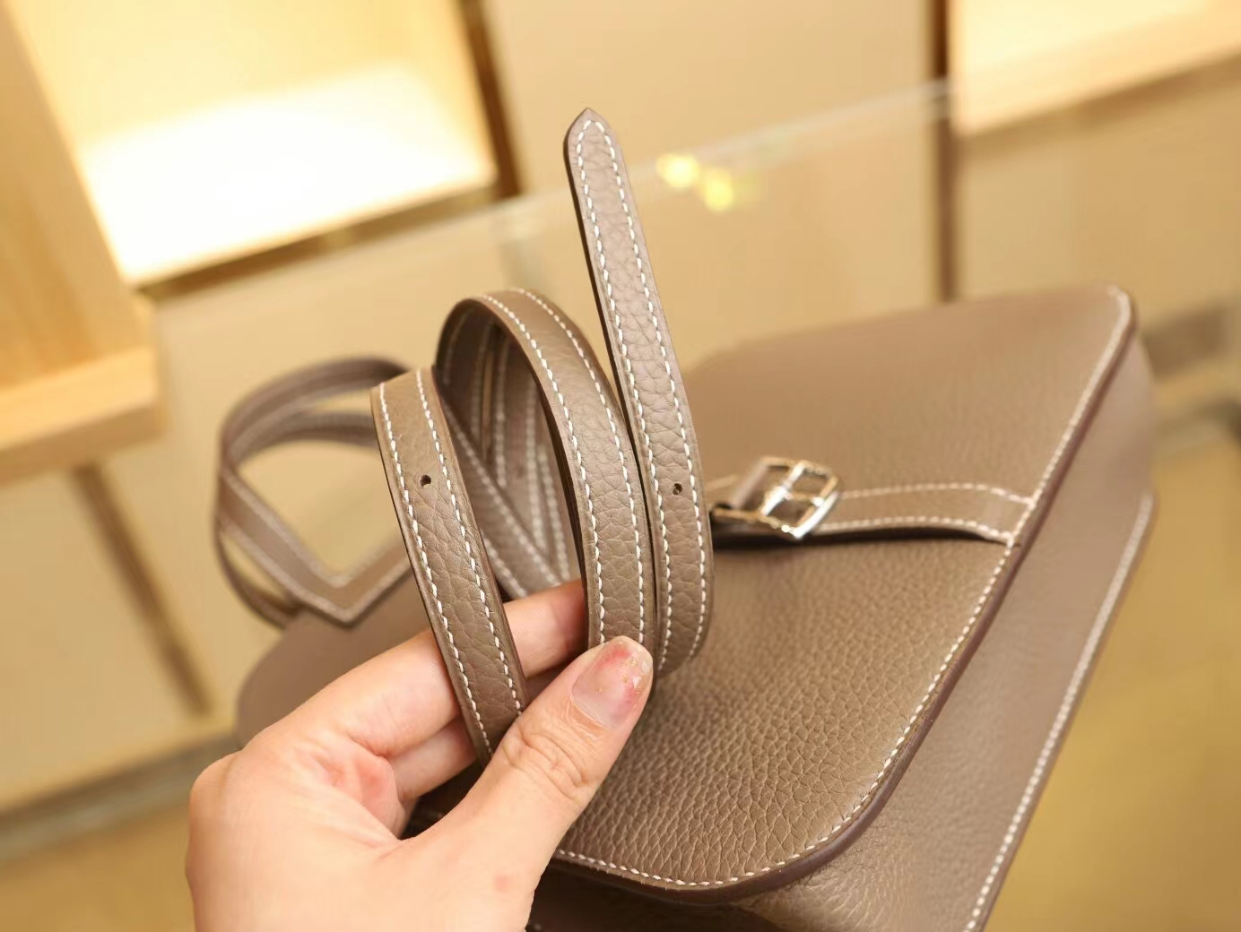 水也名品 Hermes Halzan25CM 爱马仕大象灰TC牛皮手提包斜挎包