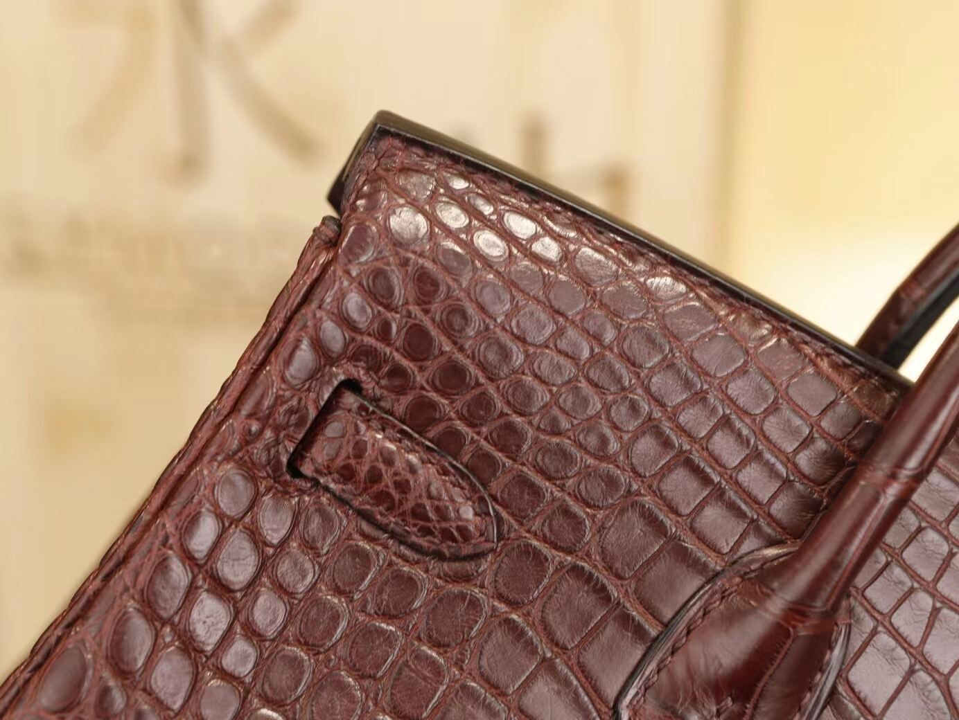 Hermes Birkin25CM 爱马仕CK57波尔多酒红 雾面倒v野生鳄鱼皮铂金包 金扣