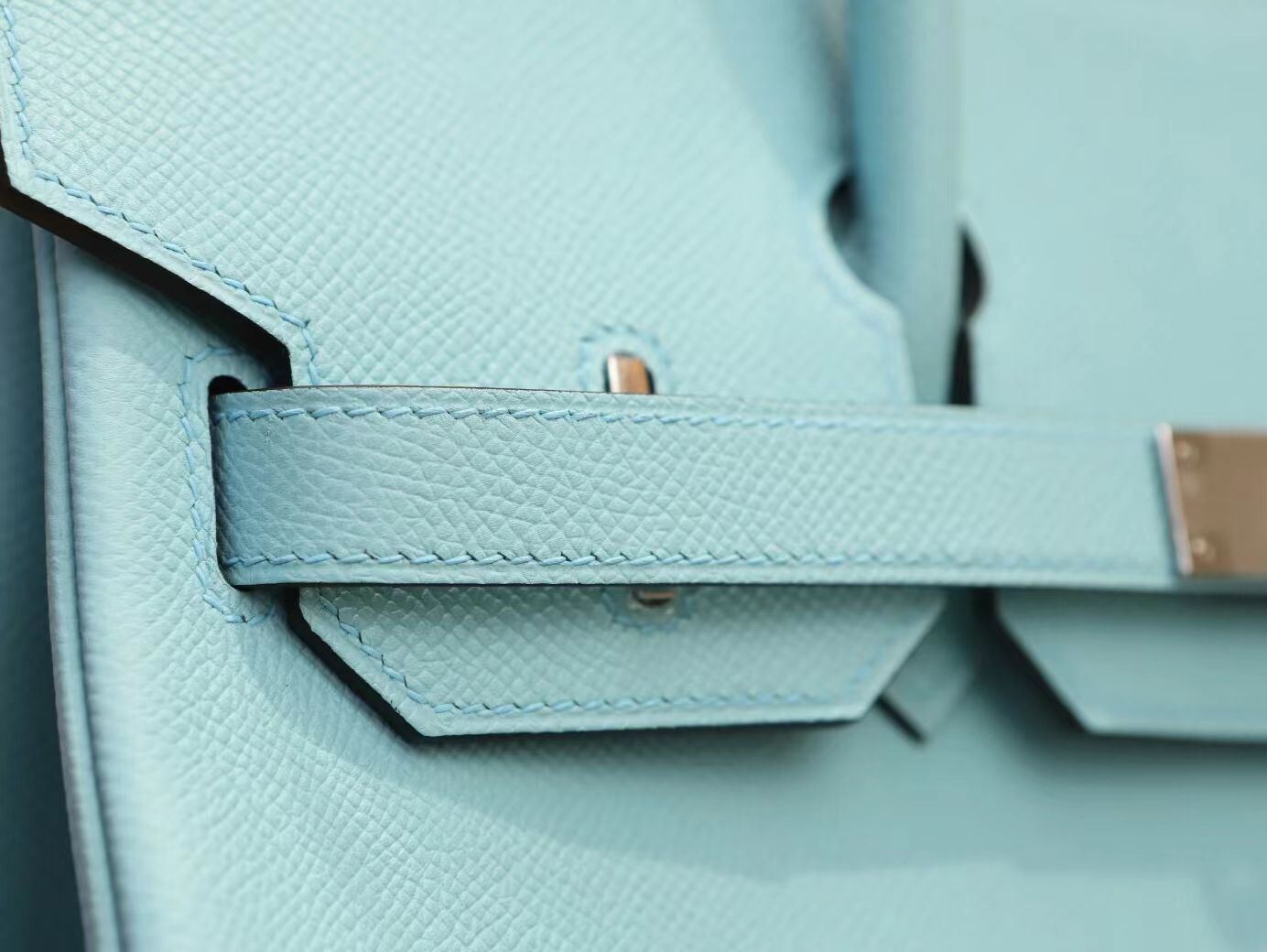 Hermes Birkin30CM 爱马仕3Z圣西尔蓝Epsom皮铂金包 银扣/金扣