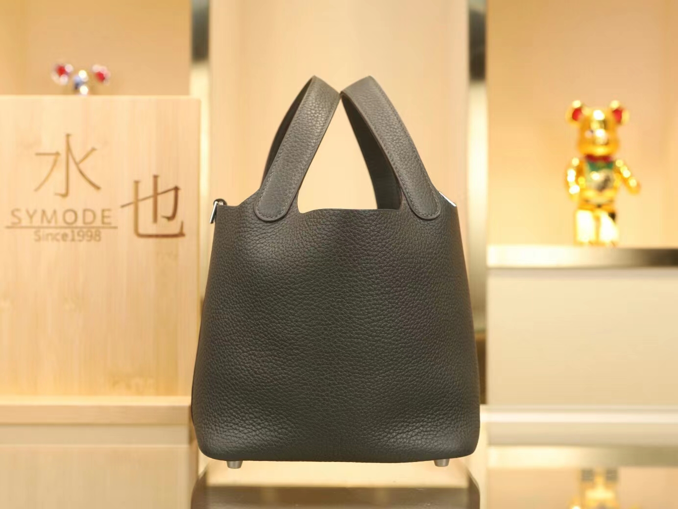 Hermes Picotin Lock18/22CM 爱马仕6O柏树绿TC皮菜篮子包水桶包 银扣