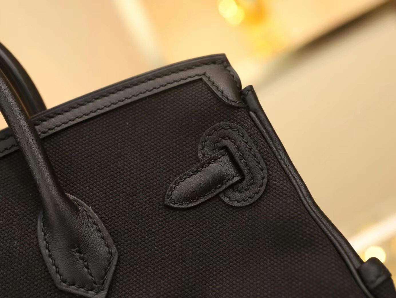 Hermes新款包包 爱马仕89黑色Toile Goeland帆布Birkin Cargo25CM