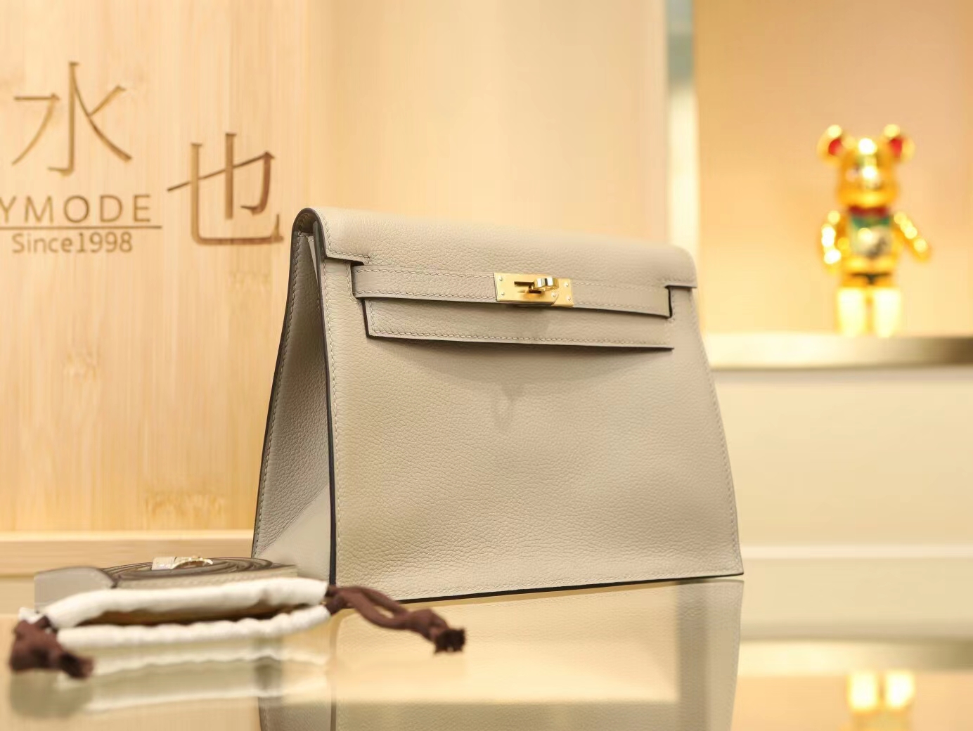 爱马仕女包批发 Hermes Kelly Danse22CM 斑鸠灰Evercolor皮跳舞包