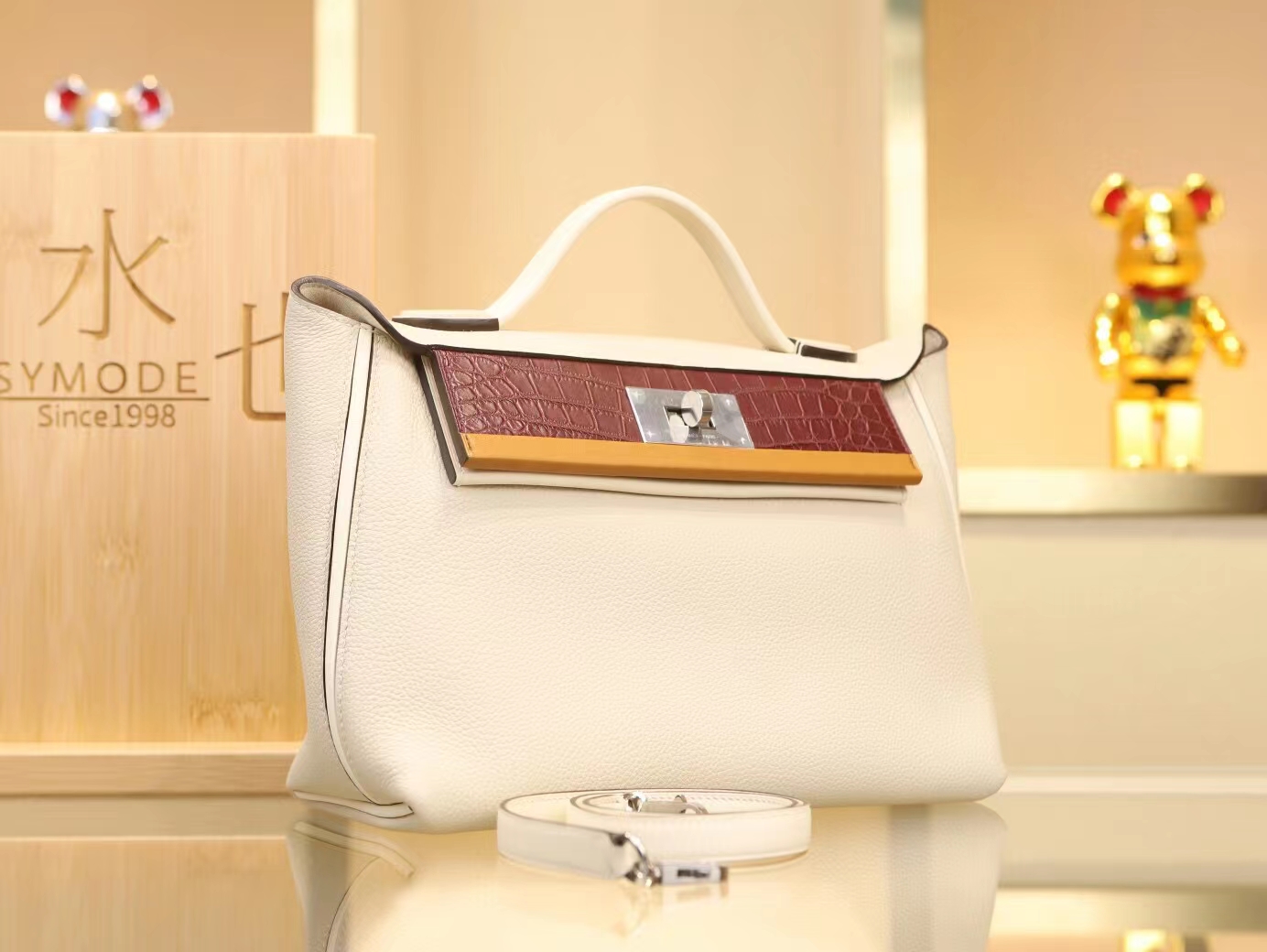 爱马仕Hermes Kelly 2424小号29CM 四拼色Togo皮拼Swift皮拼雾面鳄鱼皮