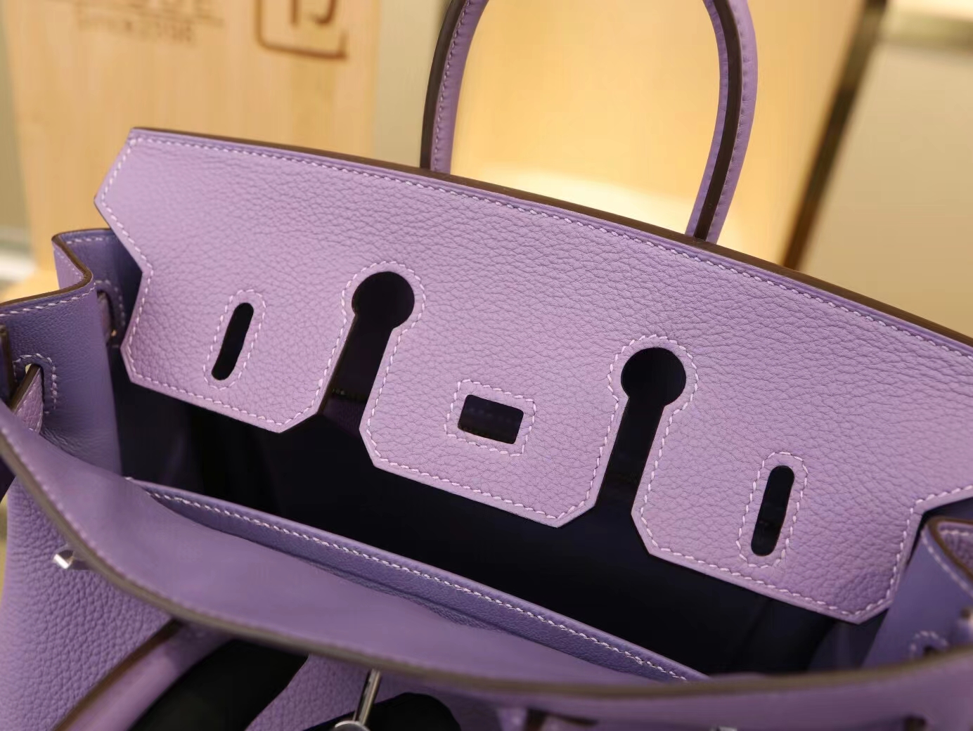 爱马仕包包定制 Hermes Birkin25CM 丁香紫Lilas Togo皮铂金包 银扣