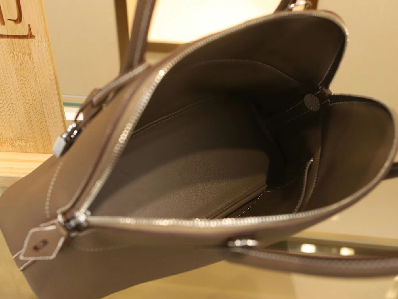 Hermes Bolide31CM 爱马仕大象灰TC牛皮保龄包手提女包 银扣