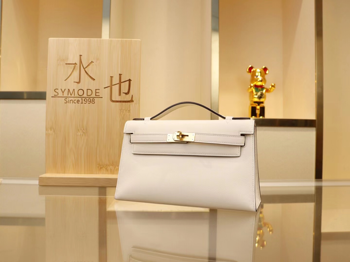 Hermes Mini Kelly 1代 爱马仕I2奶油白Nata Swift牛皮迷你凯莉包 金扣