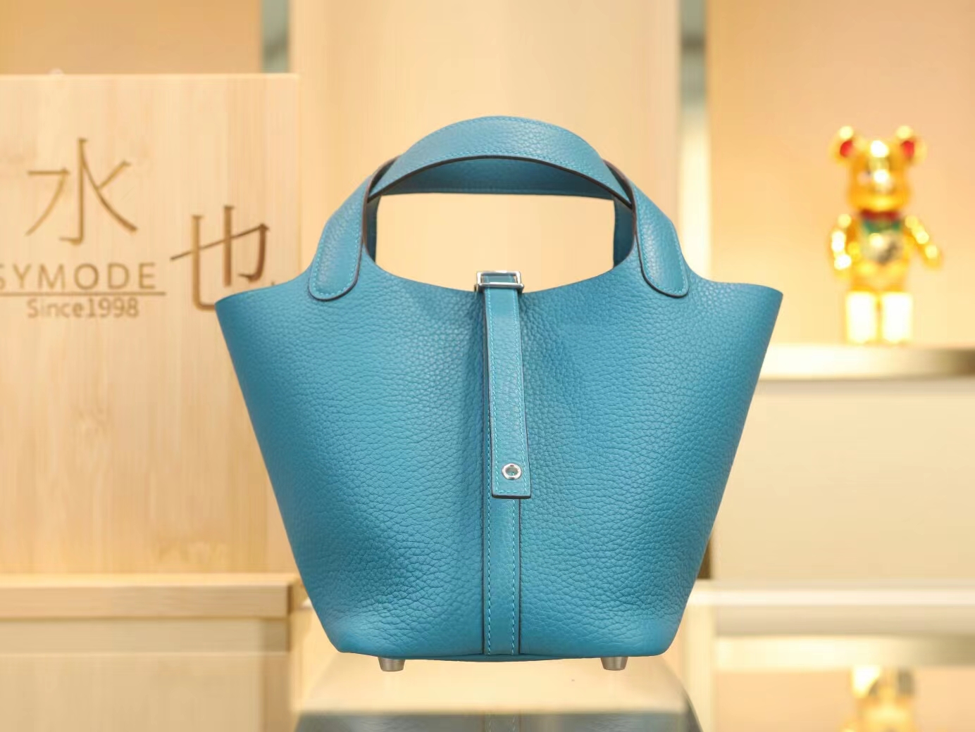 水也名品爱马仕包包 Hermes Picotin Lock18/22CM 7W伊兹密尔蓝菜篮子包