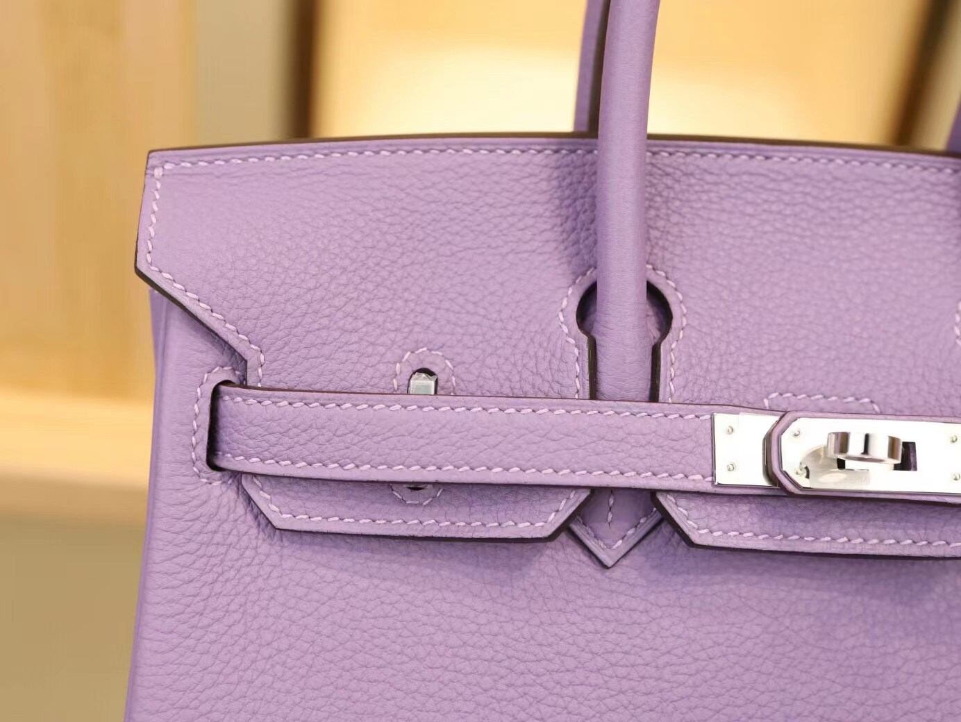 爱马仕包包定制 Hermes Birkin25CM 丁香紫Lilas Togo皮铂金包 银扣