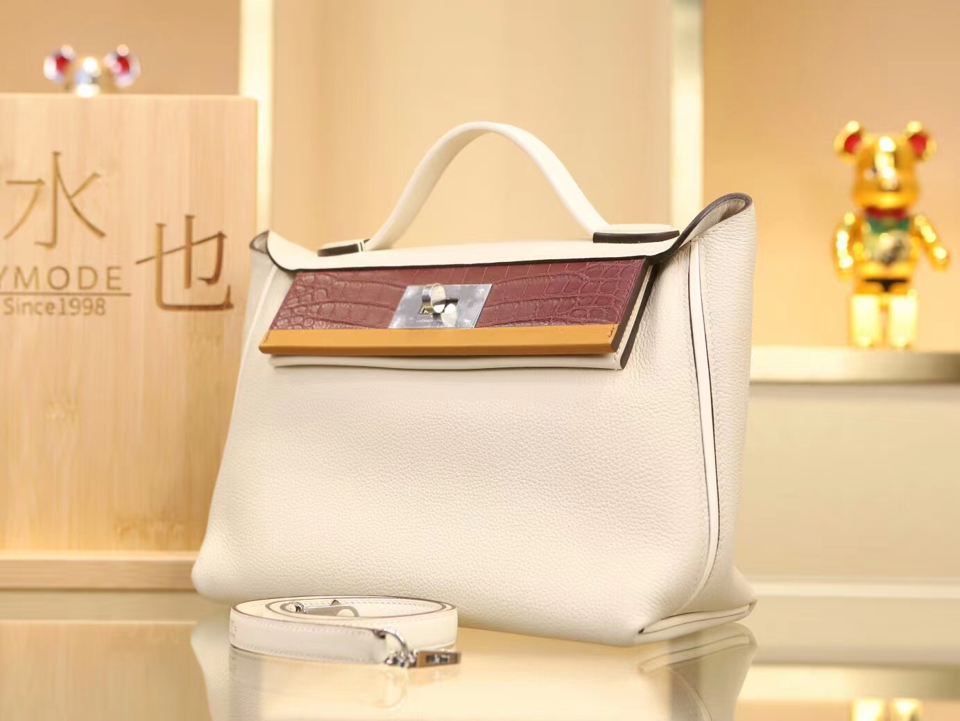 爱马仕Hermes Kelly 2424小号29CM 四拼色Togo皮拼Swift皮拼雾面鳄鱼皮