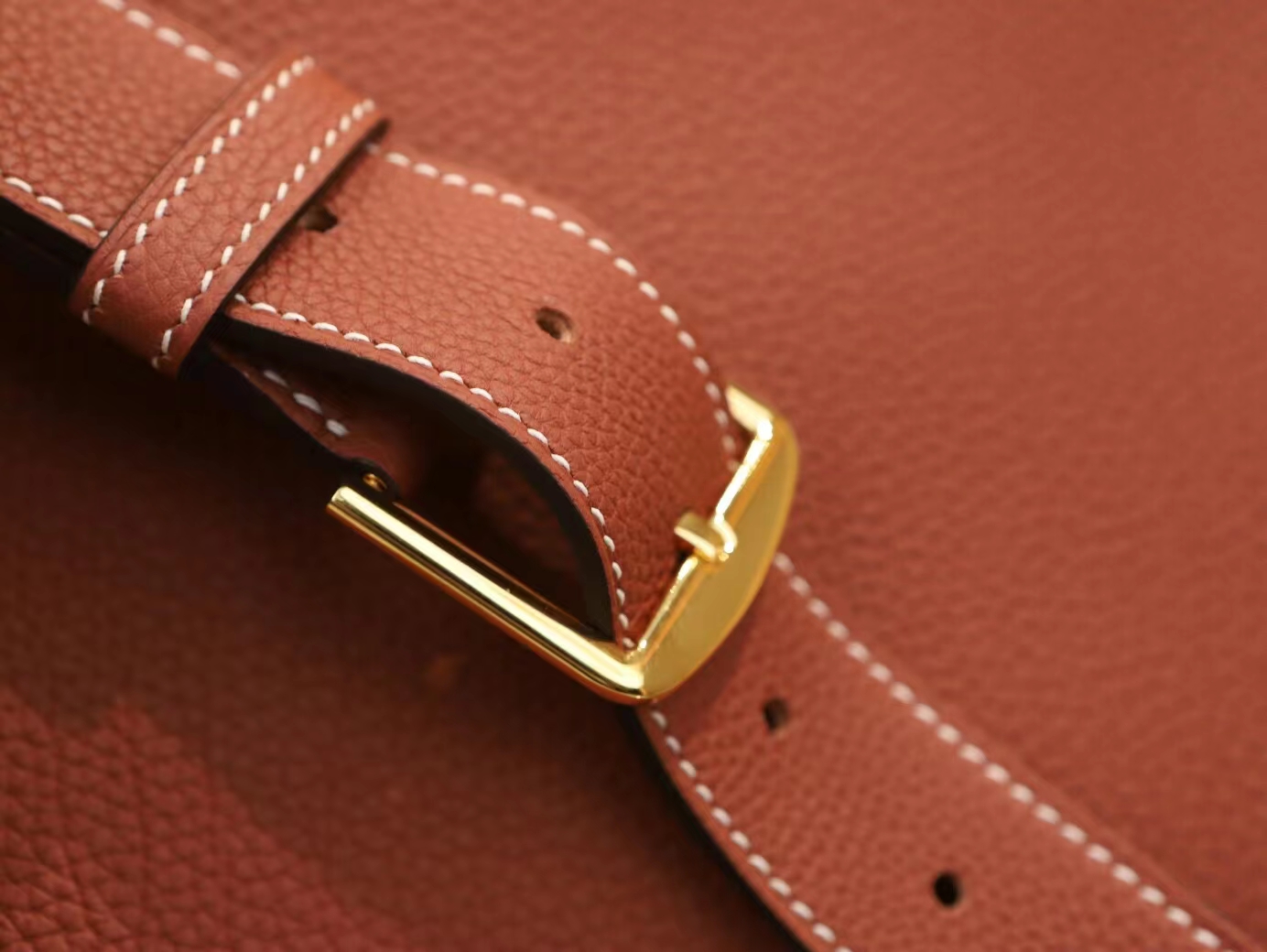 Hermes Sokelly22CM 爱马仕4E枫叶棕Togo荔枝纹牛皮单肩斜挎包 金扣