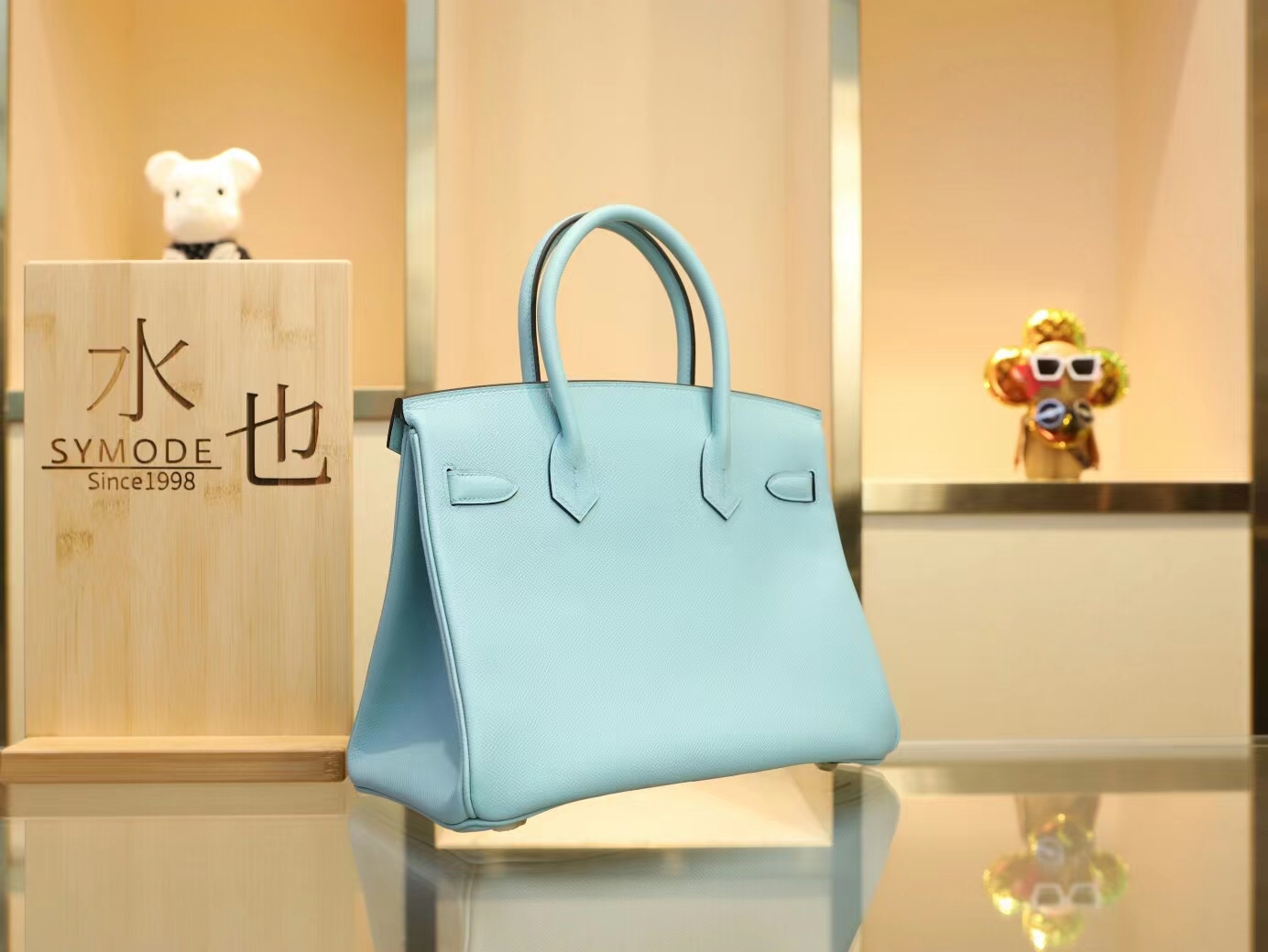 Hermes Birkin30CM 爱马仕3Z圣西尔蓝Epsom皮铂金包 银扣/金扣