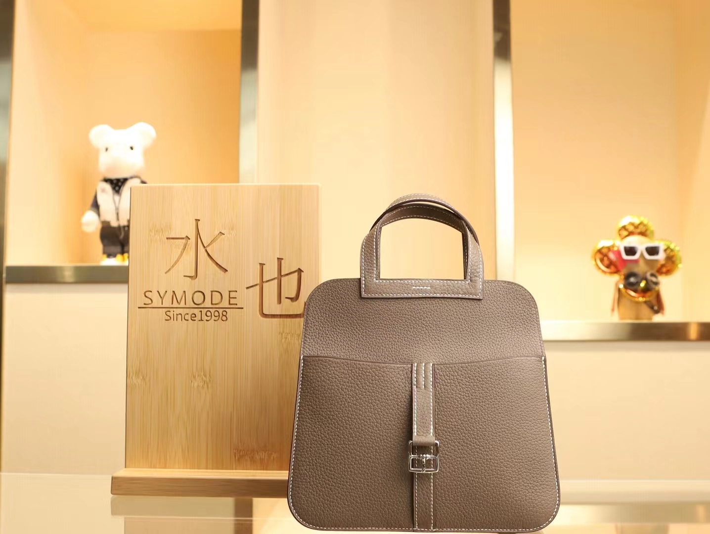 水也名品 Hermes Halzan25CM 爱马仕大象灰TC牛皮手提包斜挎包