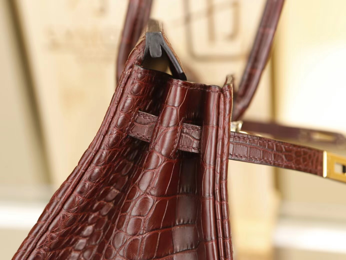 Hermes Birkin25CM 爱马仕CK57波尔多酒红 雾面倒v野生鳄鱼皮铂金包 金扣
