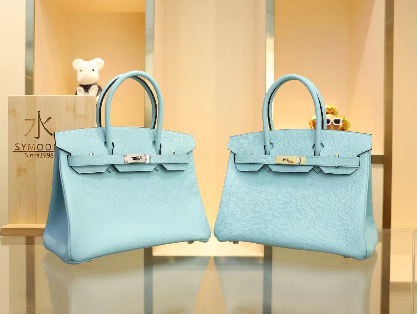 Hermes Birkin30CM 爱马仕3Z圣西尔蓝Epsom皮铂金包 银扣/金扣