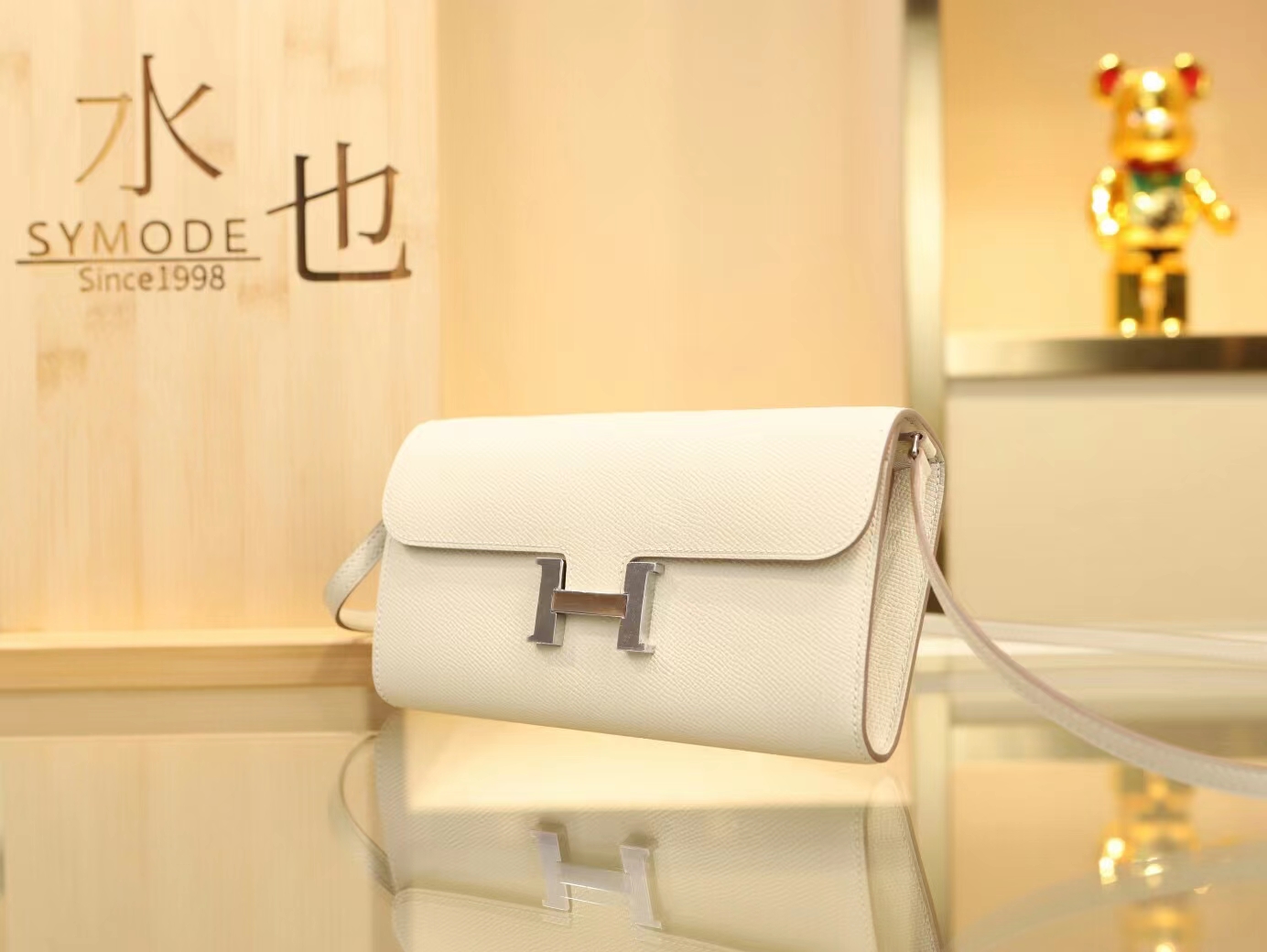 Hermes Constance to go 爱马仕奶昔白Epsom牛皮康斯坦斜挎包钱包 银扣