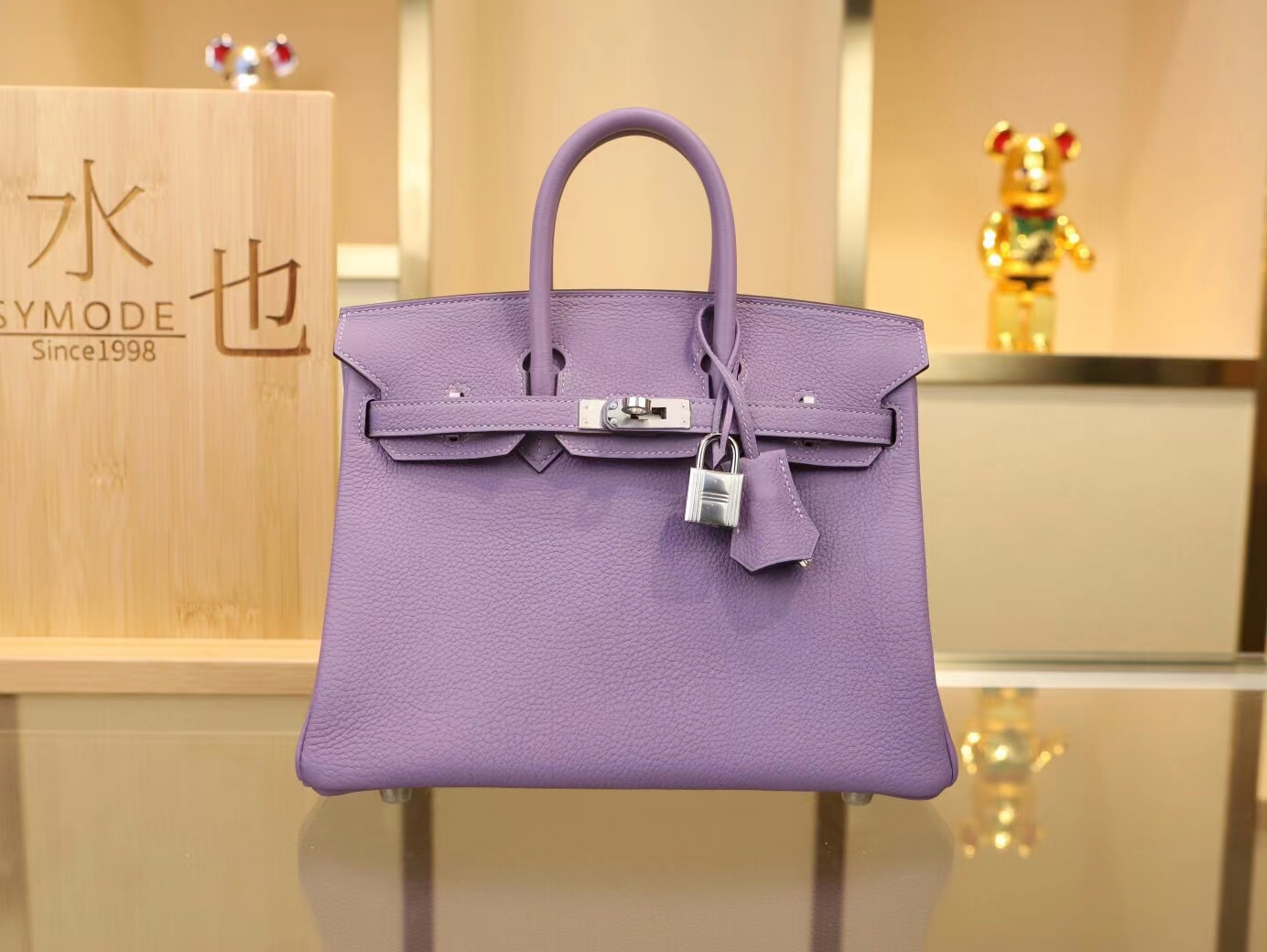 爱马仕包包定制 Hermes Birkin25CM 丁香紫Lilas Togo皮铂金包 银扣