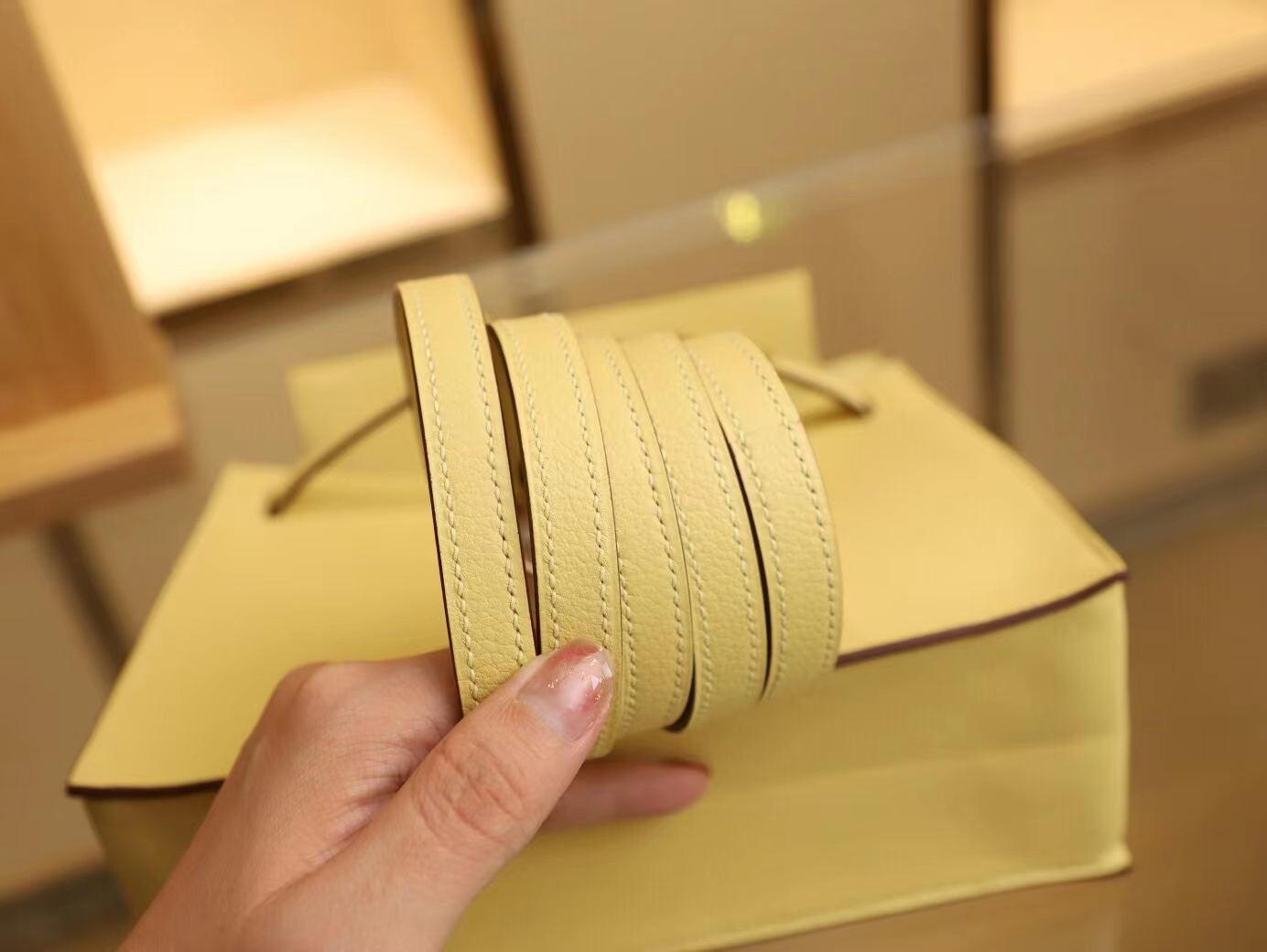 Symode Hermes Kelly Danse22CM 爱马仕1Z小鸡黄Evercolor皮跳舞包 金扣