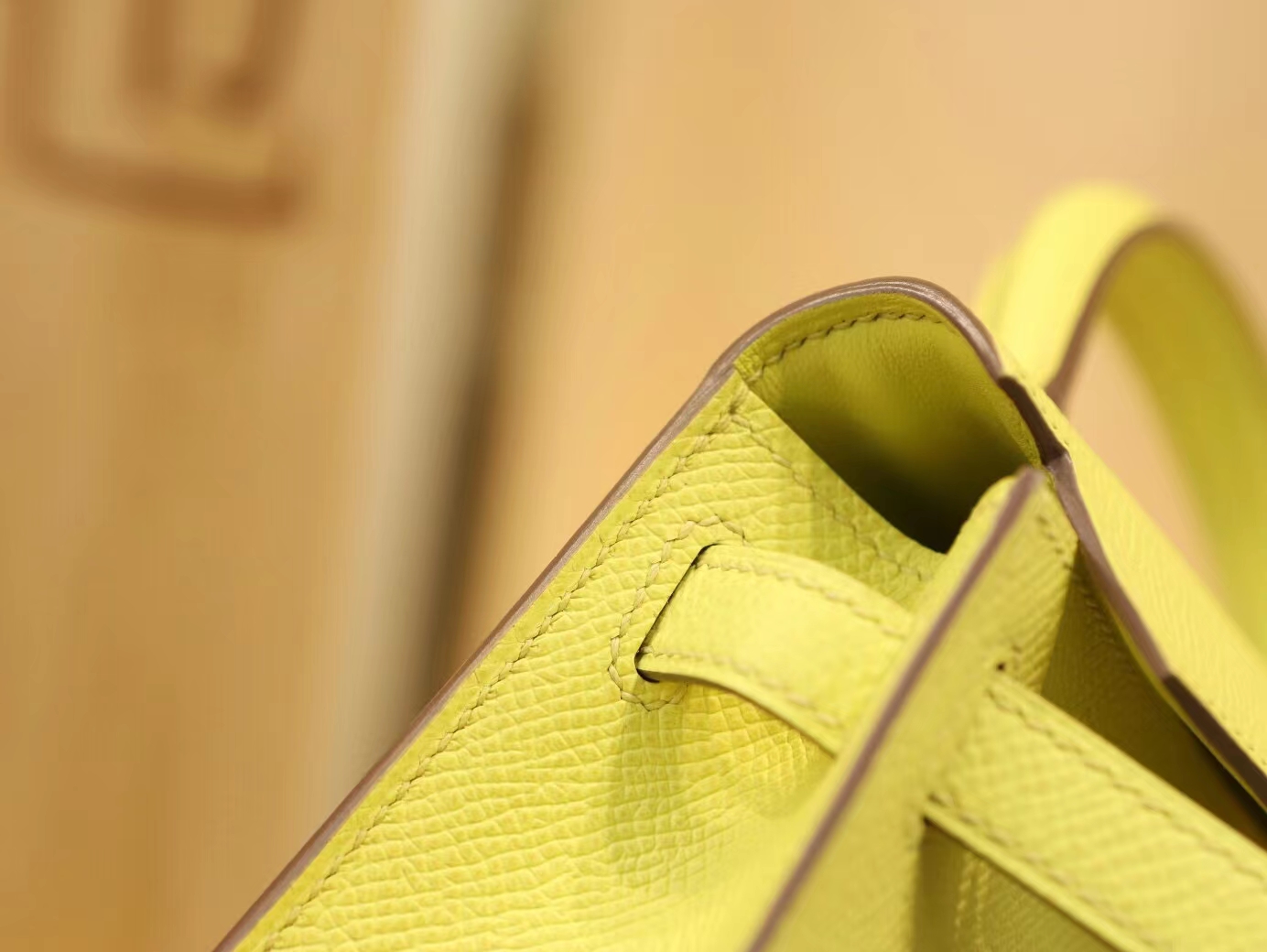 爱马仕女包定造 Hermes 9R柠檬黄Epsom掌纹皮Mini Kelly 2代迷你凯莉包二代
