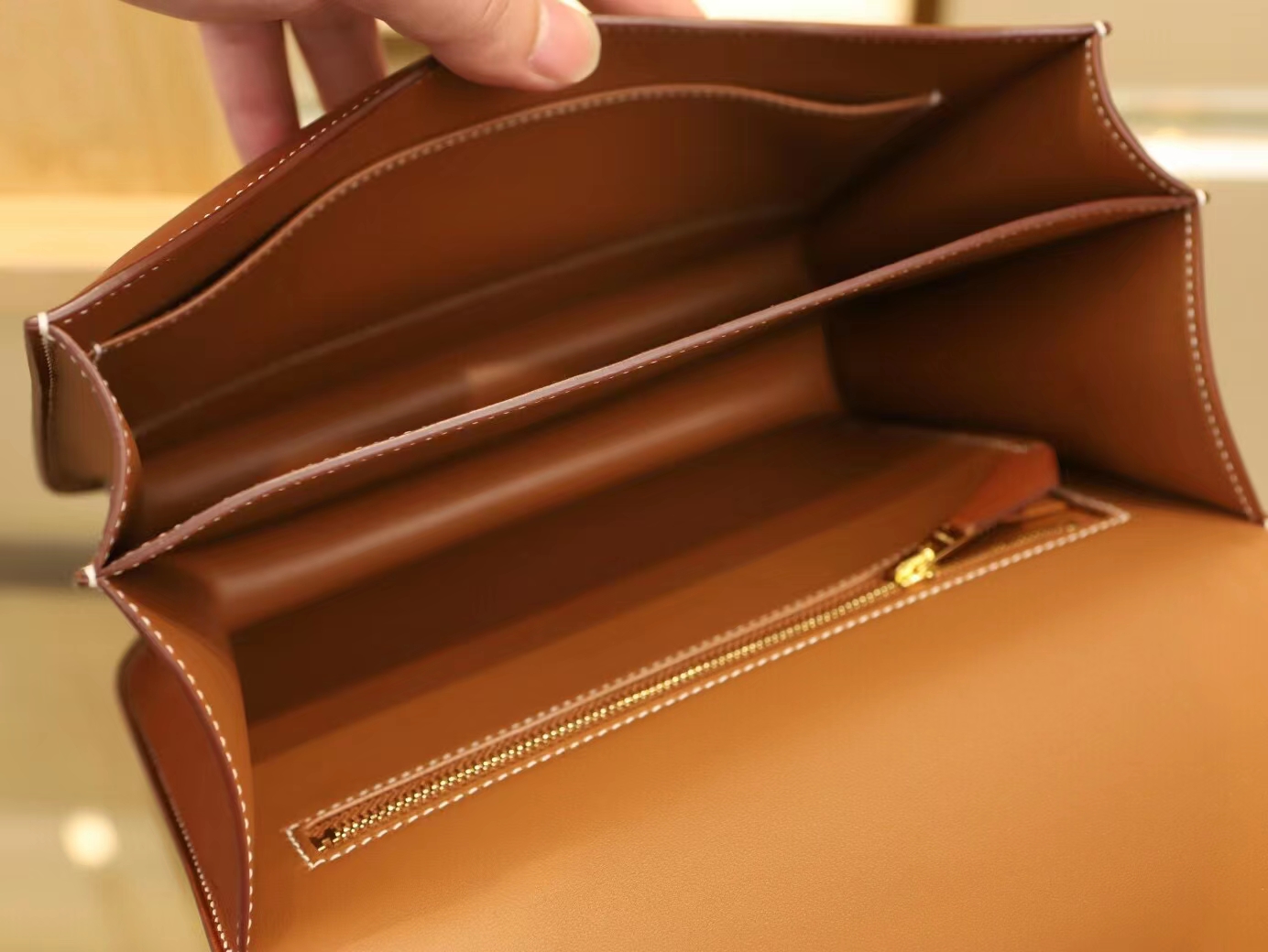 爱马仕女包定做 Hermes Constance24CM CC34焦糖棕马鞍皮康斯坦包