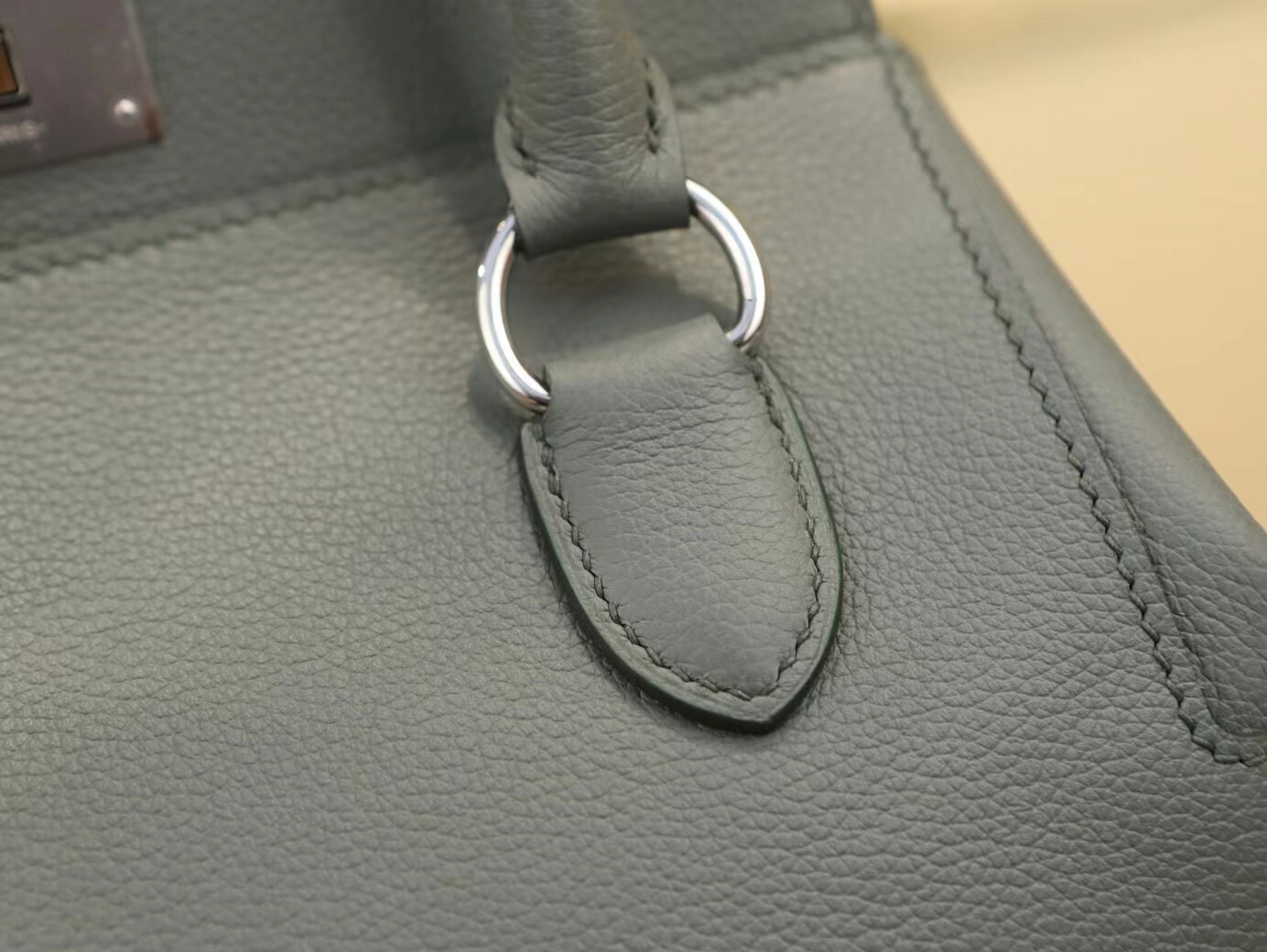 爱马仕女包定制 Hermes 63杏仁绿Evercolor小牛皮牛奶盒包Toolbox20CM
