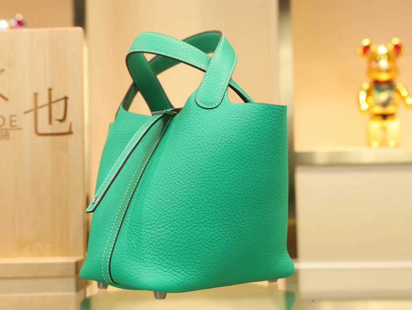 爱马仕菜篮子包Hermes Picotin Lock18CM 6W薄荷绿TC牛皮水桶包