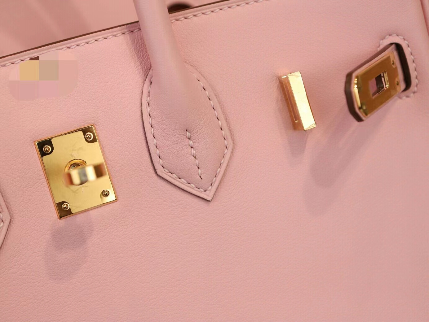 Hermes Birkin25CM 爱马仕3Q新樱花粉Swift小牛皮铂金包 金扣