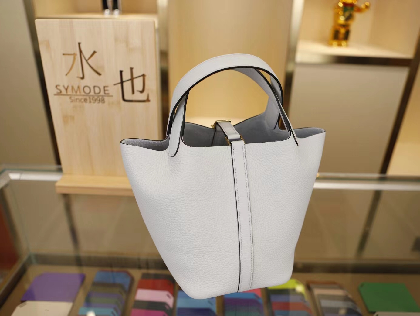 纯手工缝制 Hermes爱马仕T0圣杯蓝TC牛皮菜篮子包Picotin Lock18CM