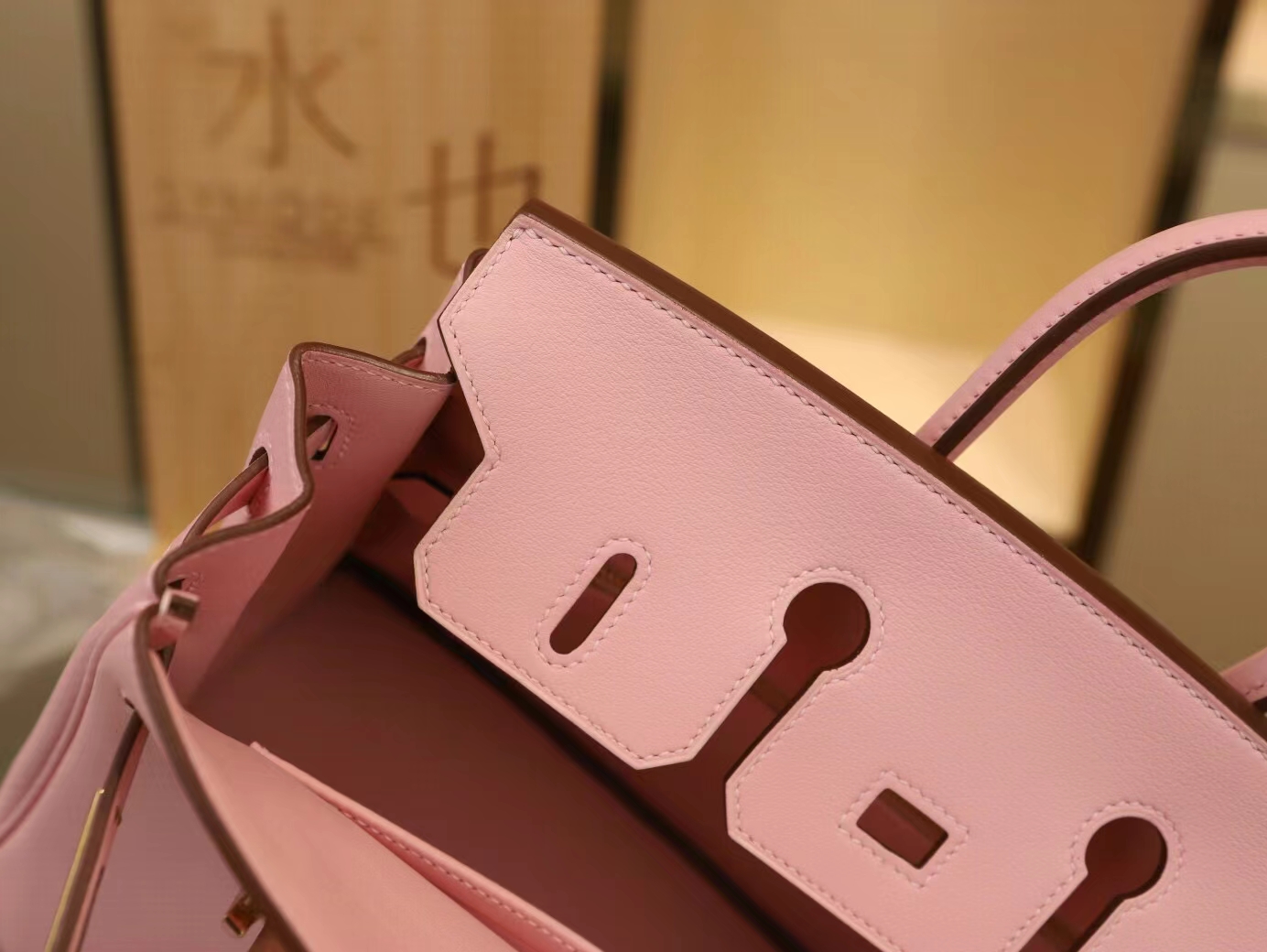 Hermes Birkin25CM 爱马仕3Q新樱花粉Swift小牛皮铂金包 金扣