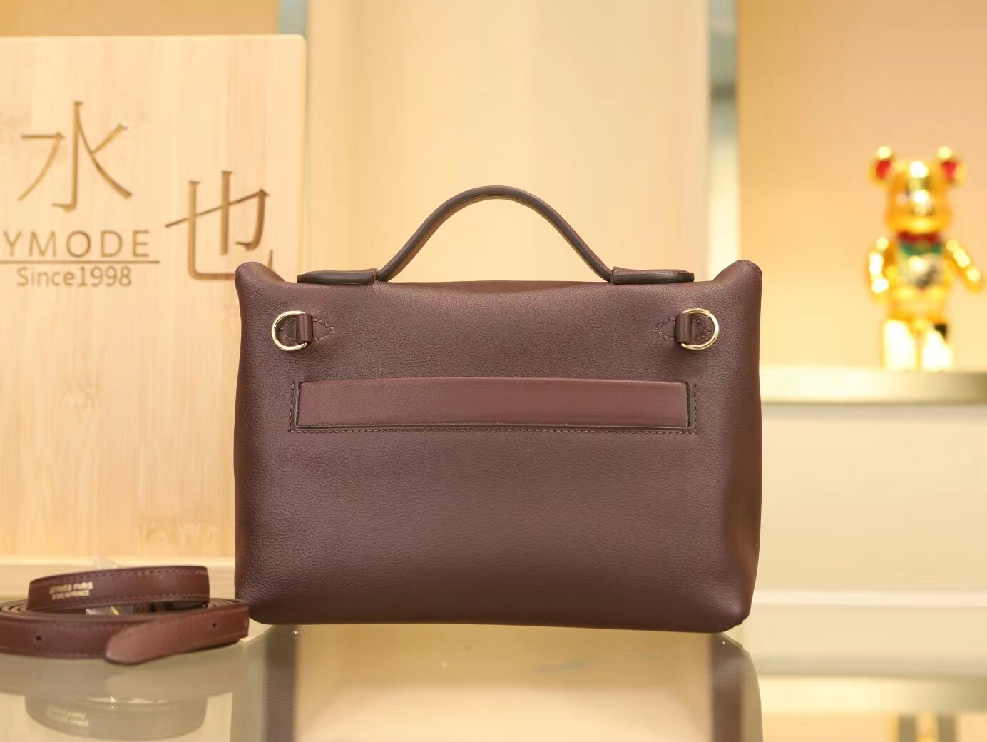 爱马仕新款女包 Hermes 0G马鞍红内拼宝石蓝Mini 2424手提单肩包