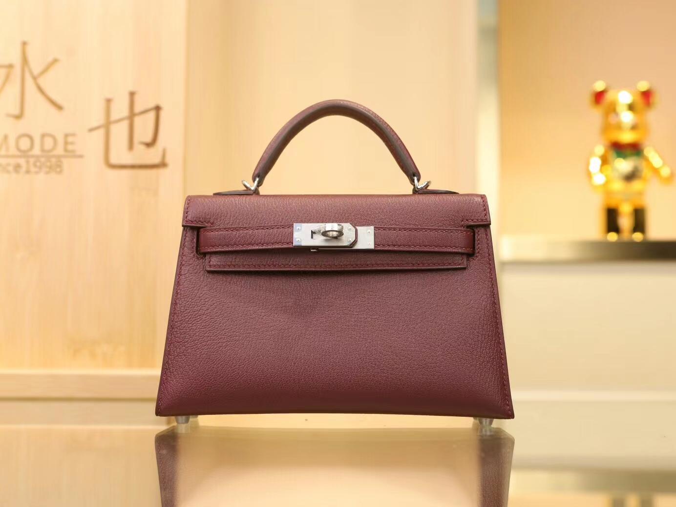 Symode Hermes Mini Kelly 2代 爱马仕0G马鞍红山羊皮迷你凯莉包手拿包